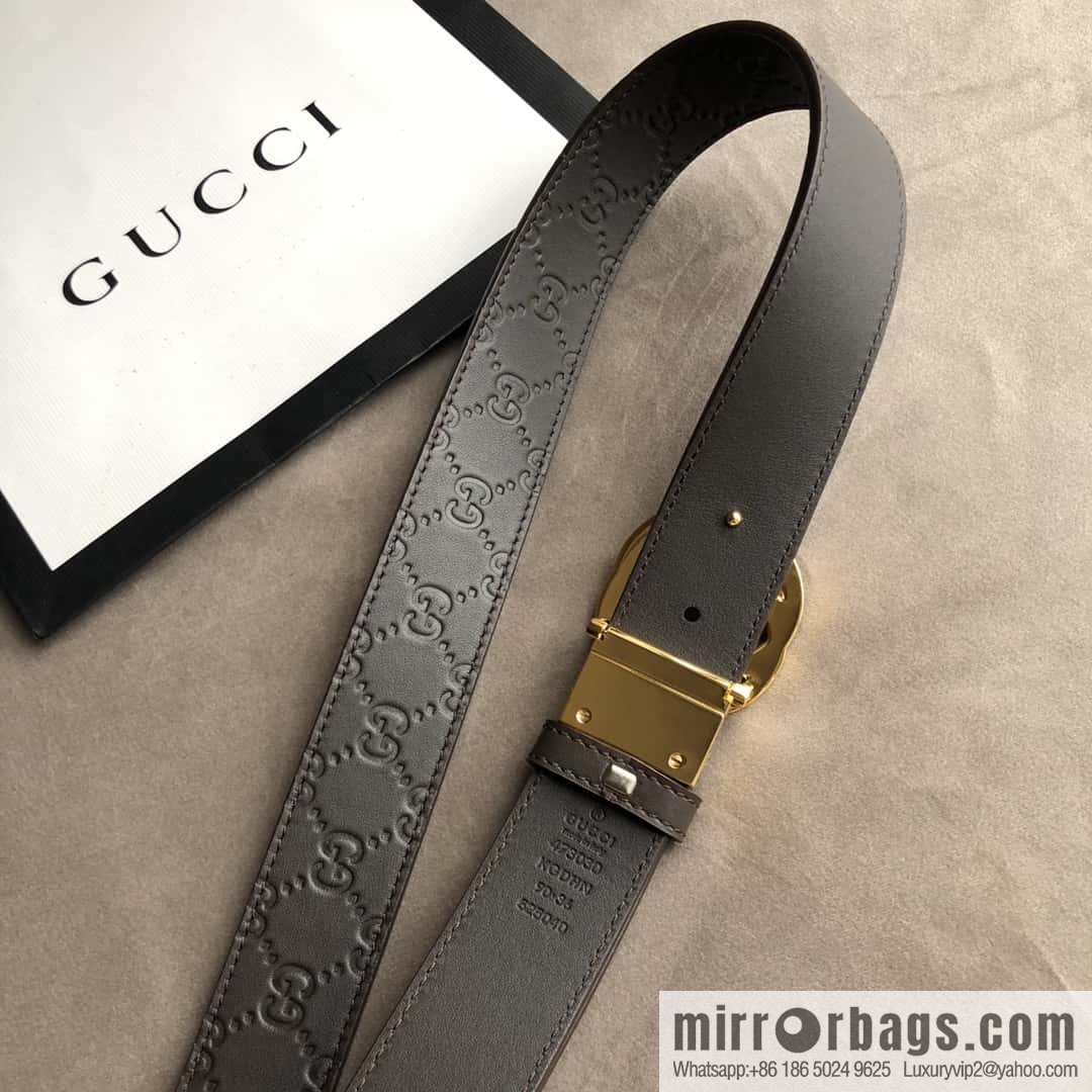 Gucci Gucci Men's First Layer Cowhide Embossed Metal Rotary Buckle Belt 3.5cm