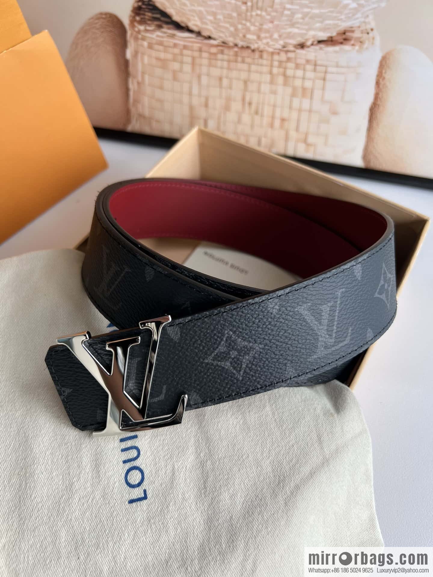 LV Letter Buckle Initials Double Sided Belt 4.0cm