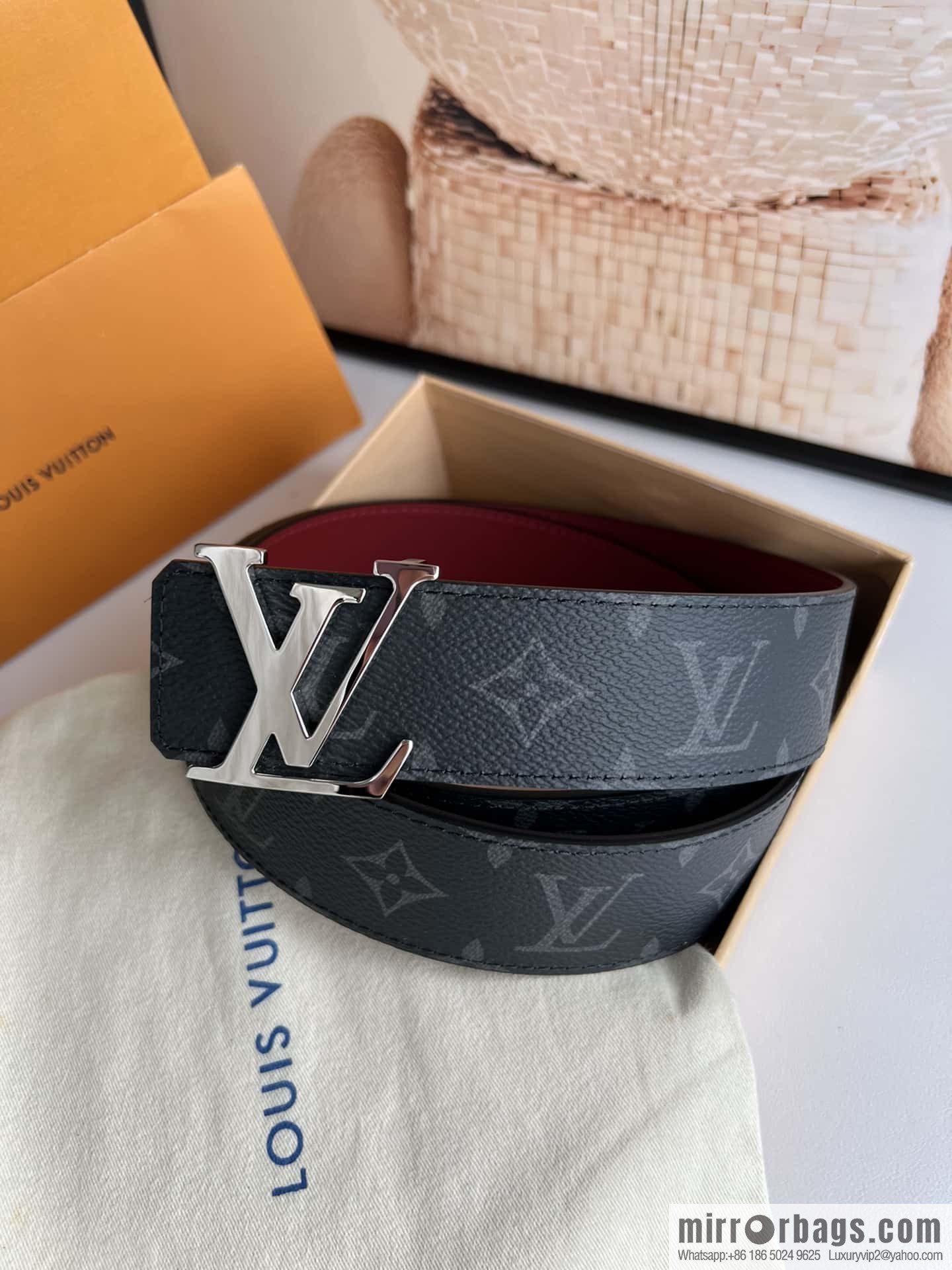 LV Letter Buckle Initials Double Sided Belt 4.0cm