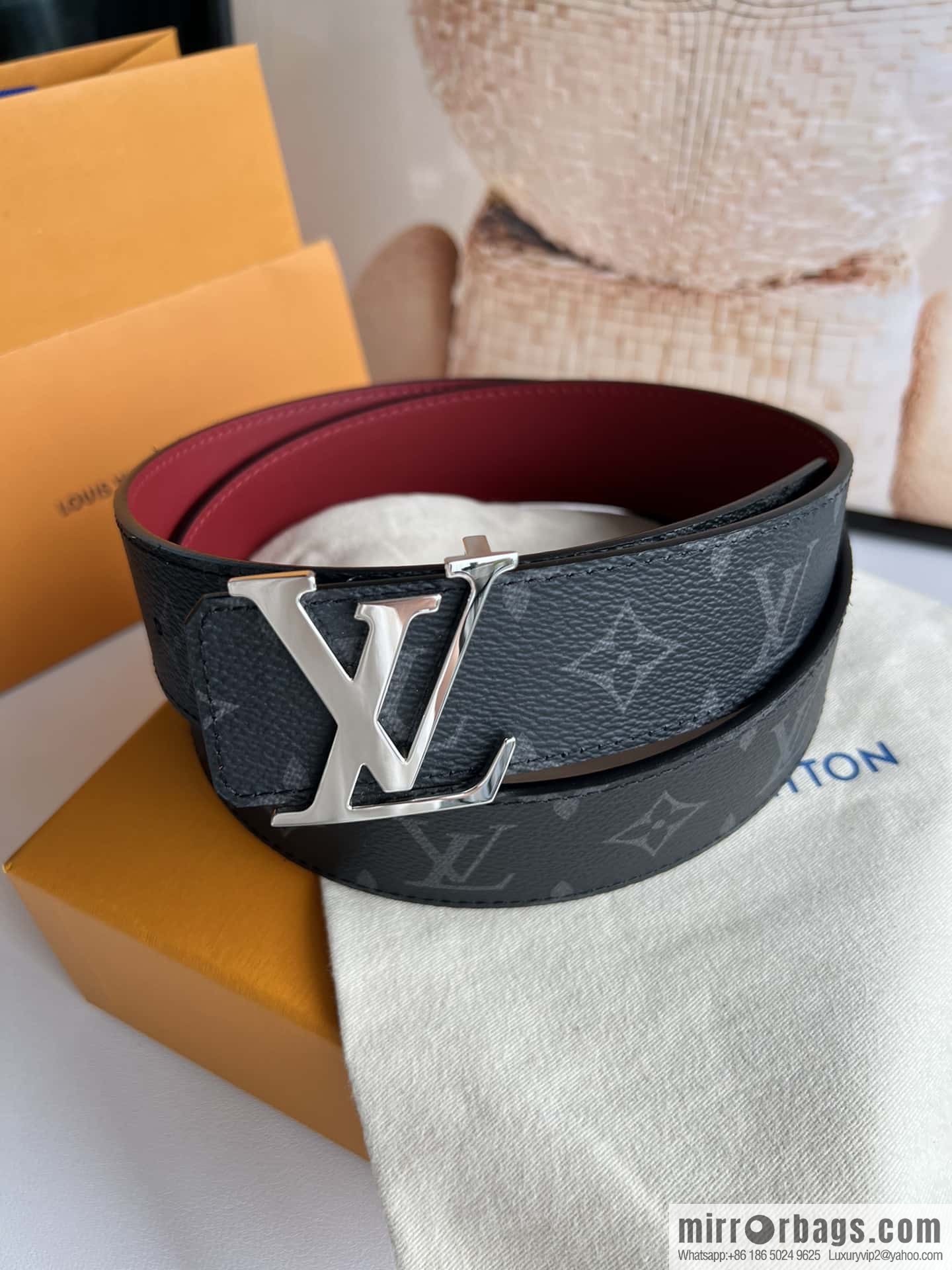LV Letter Buckle Initials Double Sided Belt 4.0cm