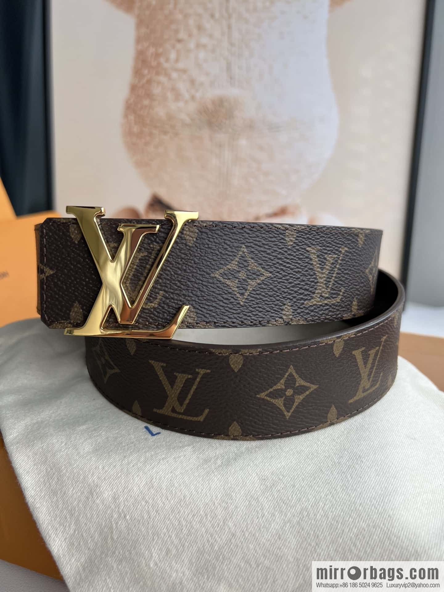 LV Letter Buckle Initials Double Sided Belt 4.0cm