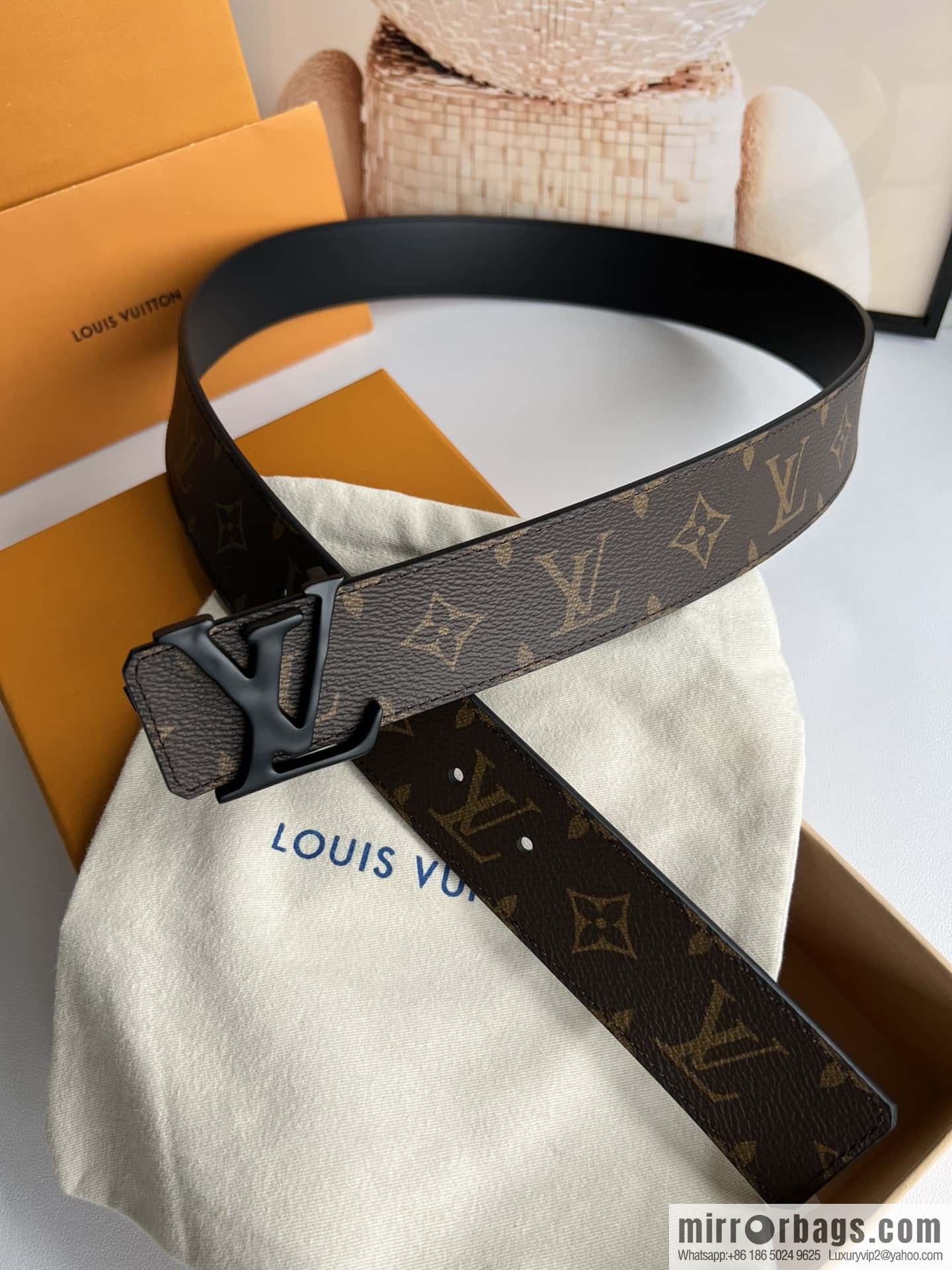 LV Letter Buckle Initials Double Sided Belt 4.0cm