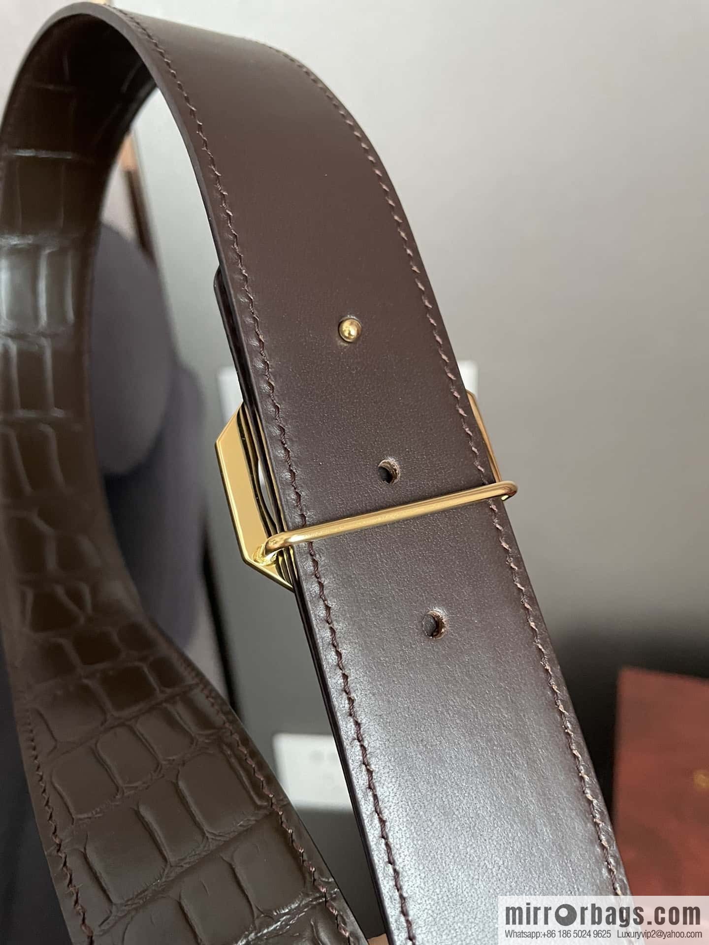 Stefano Ricci Stephen, stainless steel eagle head octagonal diamond buckle, crocodile belt 3.8cm