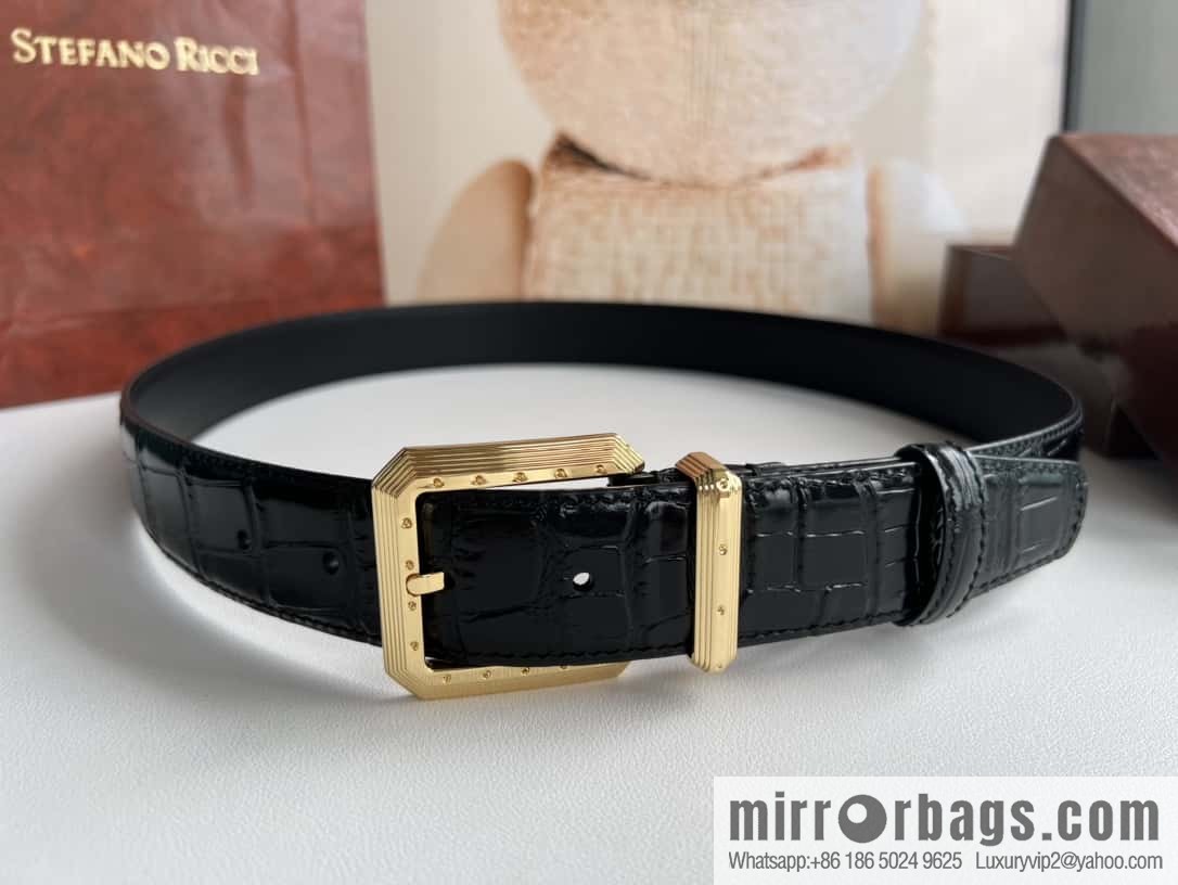 Stefano Ricci, original pin buckle in stainless steel, crocodile belt 3.6cm