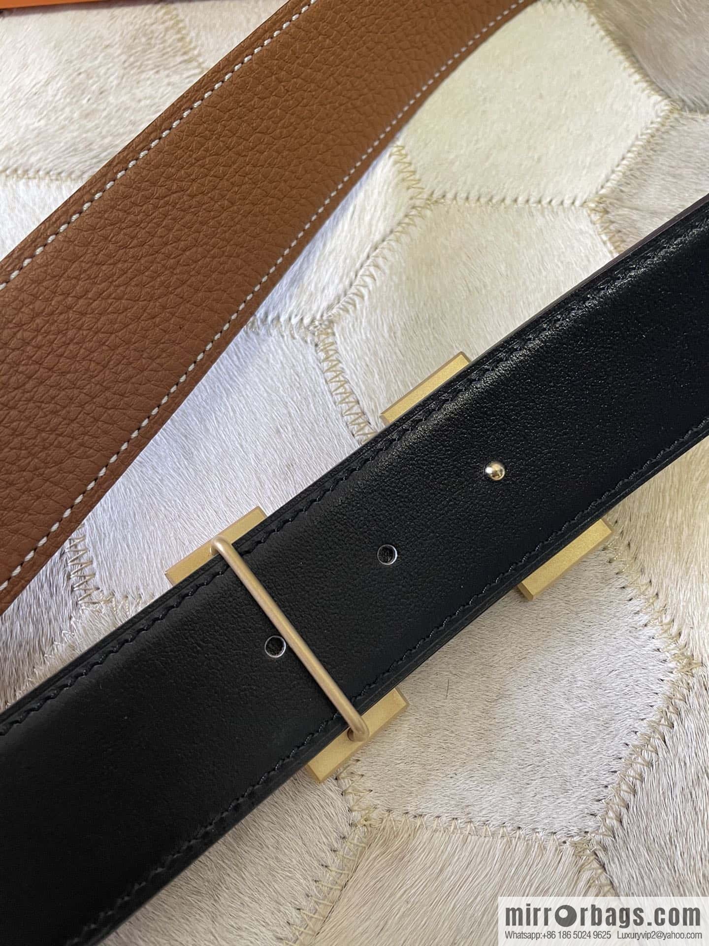 Hermes, stainless steel double-row diamond buckle, original leather lychee pattern belt 3.8cm