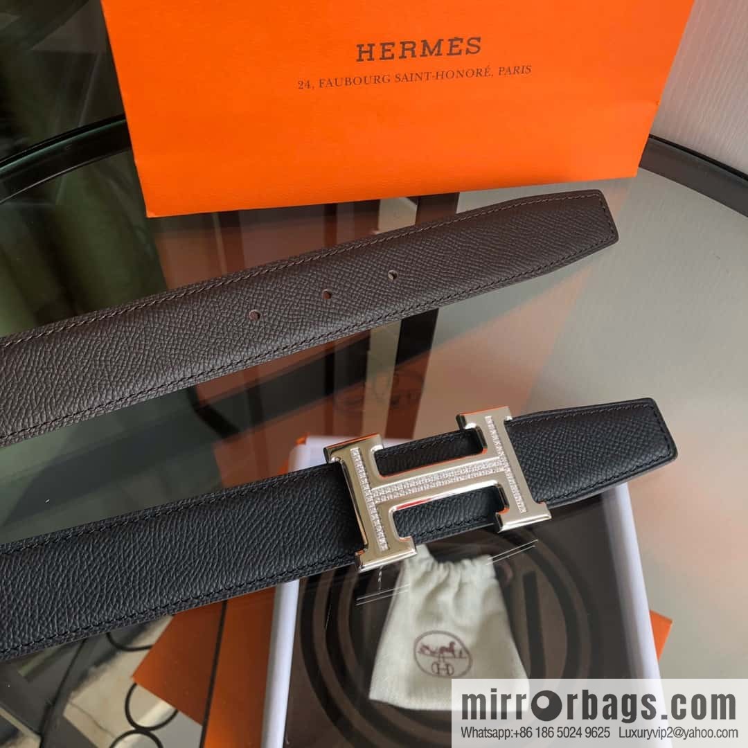 Hermes, Stainless Steel with Diamond Buckle & Double-Sided Palm Belt 32mm