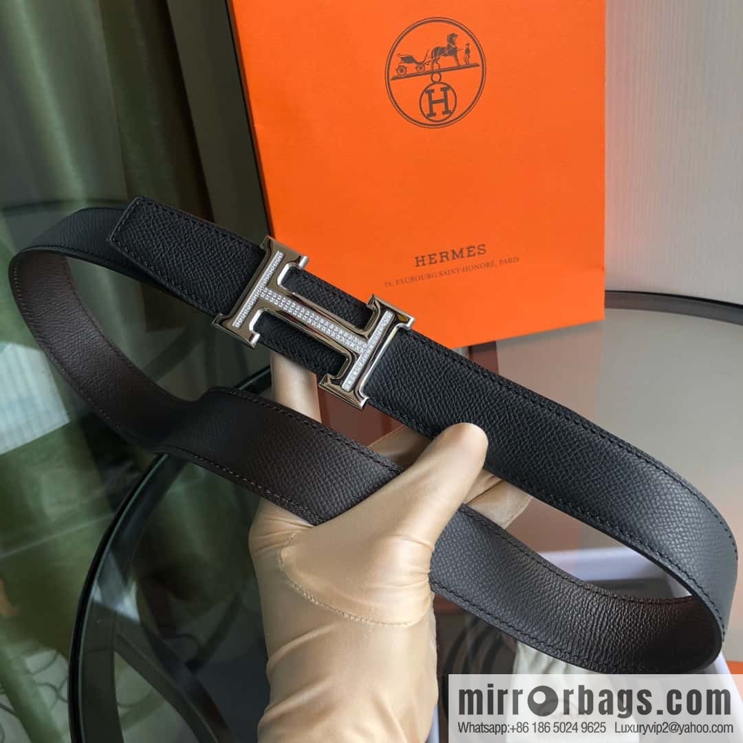 Hermes, Stainless Steel with Diamond Buckle & Double-Sided Palm Belt 32mm