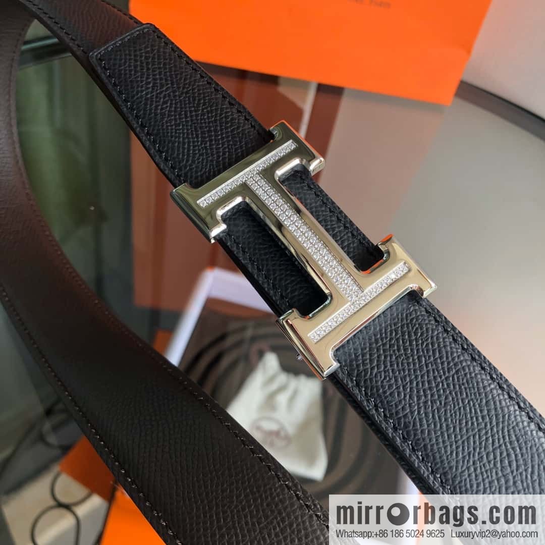 Hermes, Stainless Steel with Diamond Buckle & Double-Sided Palm Belt 32mm