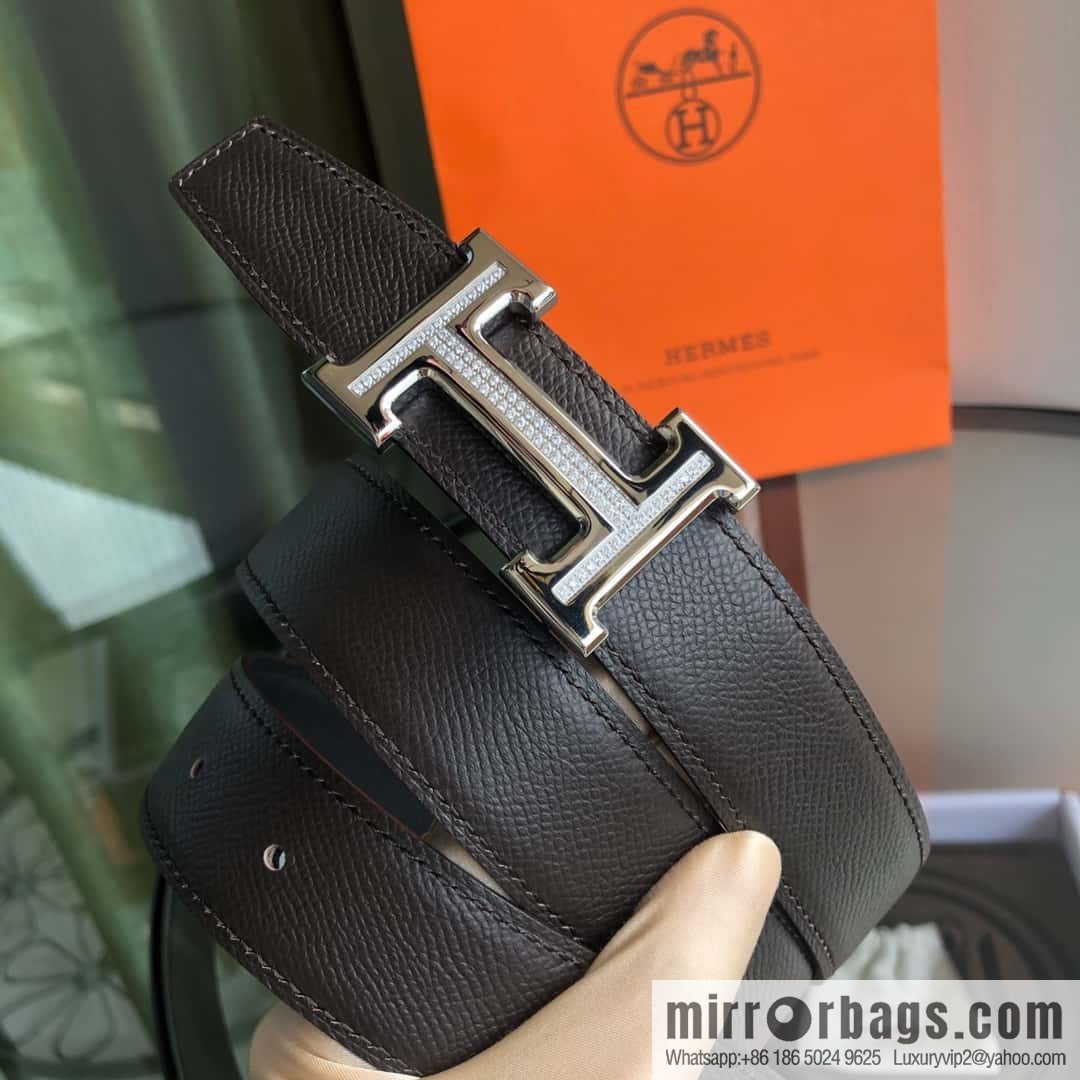 Hermes, Stainless Steel with Diamond Buckle & Double-Sided Palm Belt 32mm