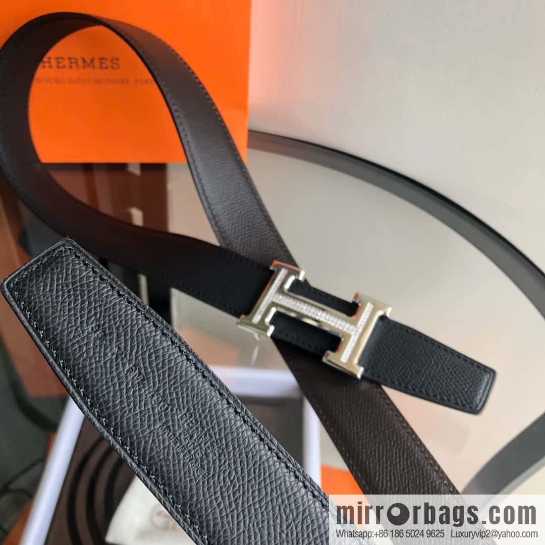 Hermes, Stainless Steel with Diamond Buckle & Double-Sided Palm Belt 32mm