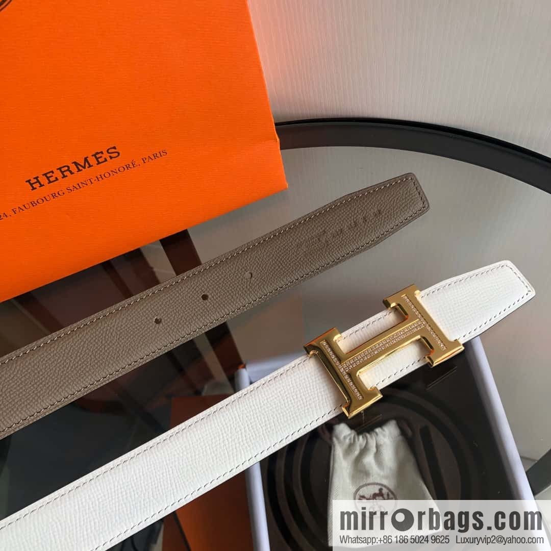 Hermes, Stainless Steel with Diamond Buckle & Double-Sided Palm Belt 32mm