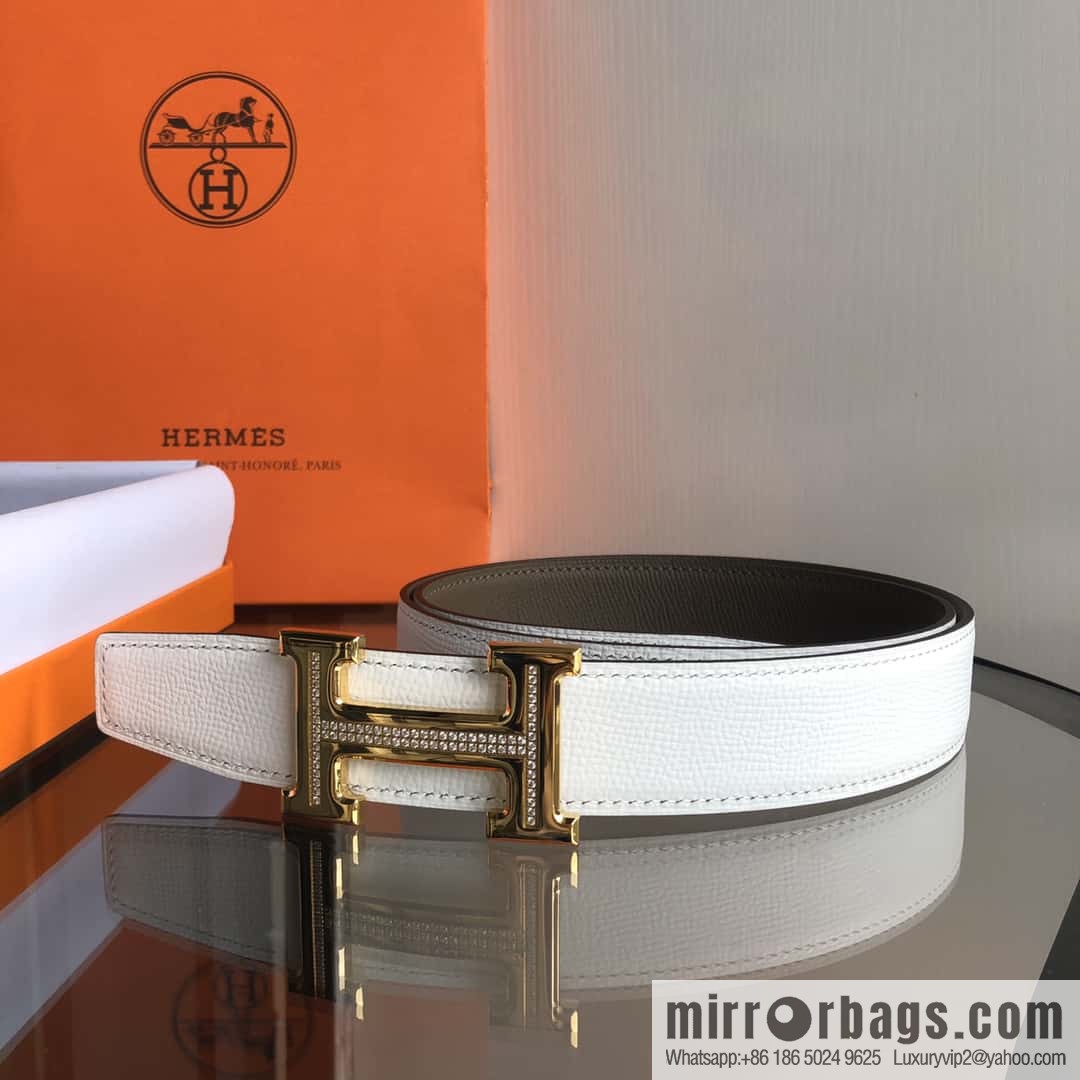 Hermes, Stainless Steel with Diamond Buckle & Double-Sided Palm Belt 32mm