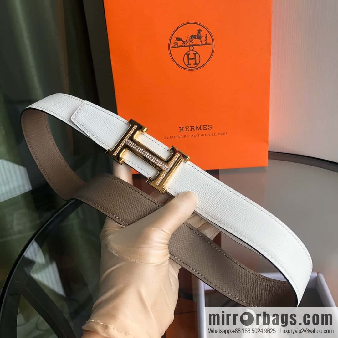 Hermes, Stainless Steel with Diamond Buckle & Double-Sided Palm Belt 32mm