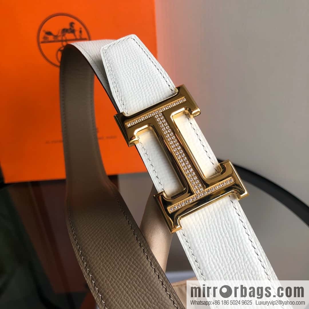 Hermes, Stainless Steel with Diamond Buckle & Double-Sided Palm Belt 32mm