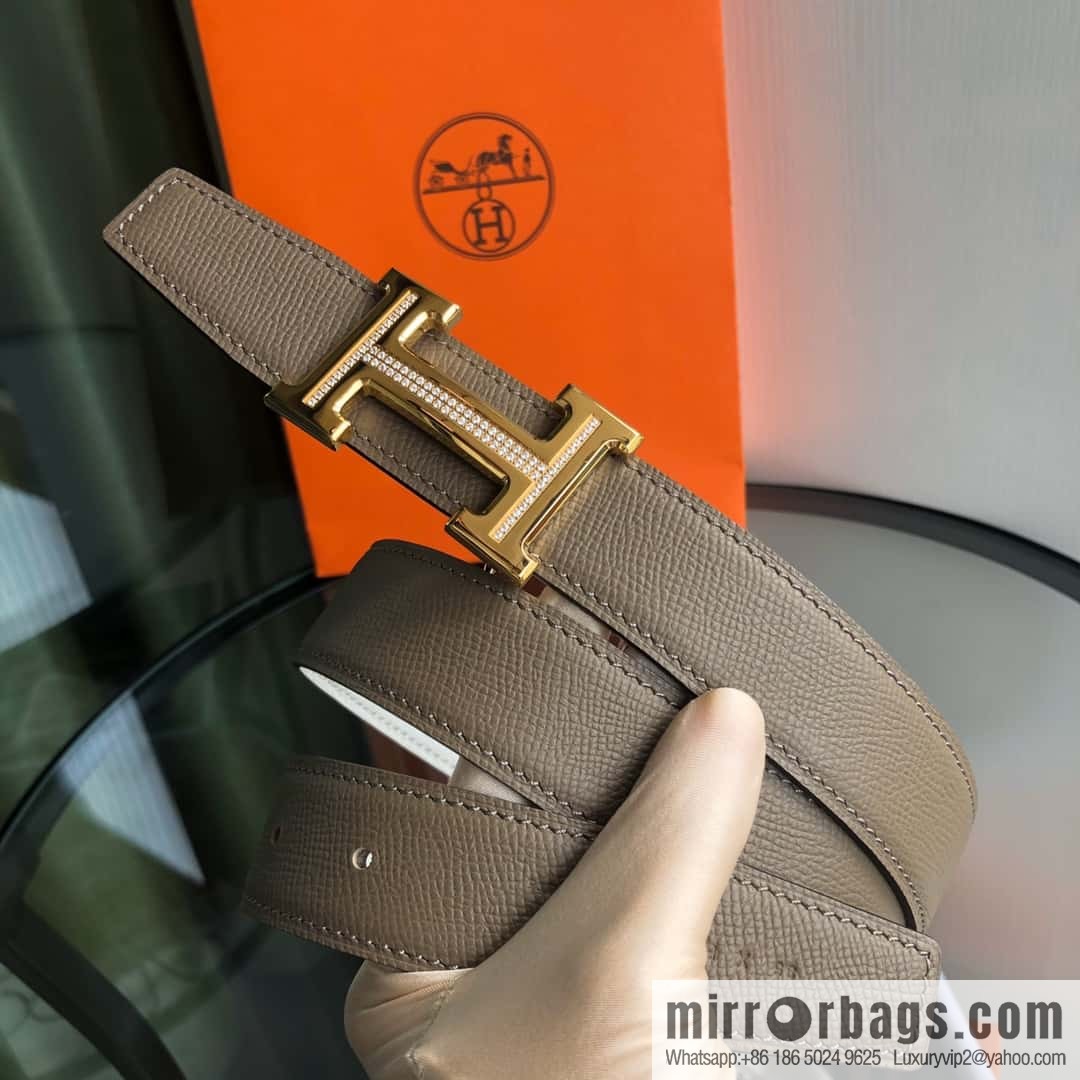 Hermes, Stainless Steel with Diamond Buckle & Double-Sided Palm Belt 32mm