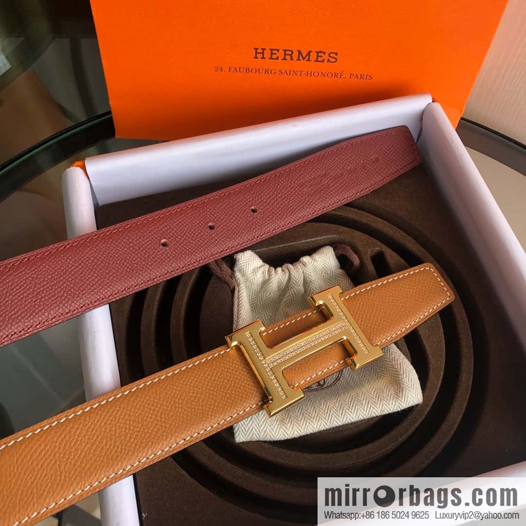 Hermes, Stainless Steel with Diamond Buckle & Double-Sided Palm Belt 32mm