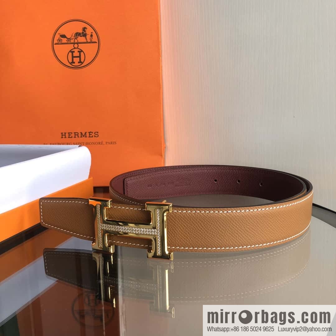 Hermes, Stainless Steel with Diamond Buckle & Double-Sided Palm Belt 32mm