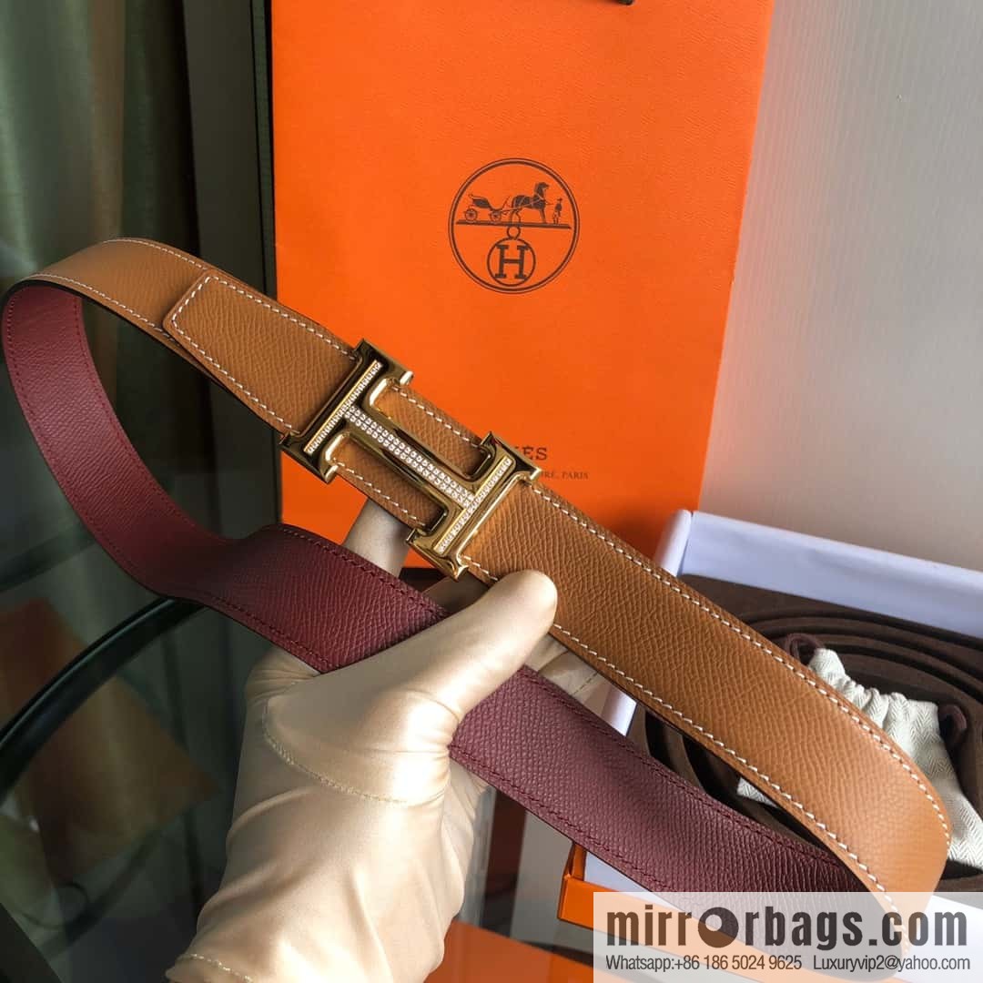 Hermes, Stainless Steel with Diamond Buckle & Double-Sided Palm Belt 32mm