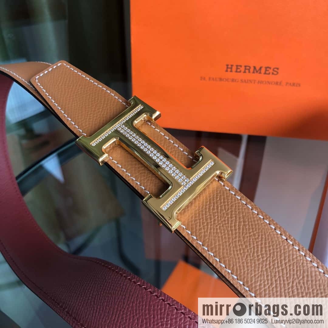 Hermes, Stainless Steel with Diamond Buckle & Double-Sided Palm Belt 32mm