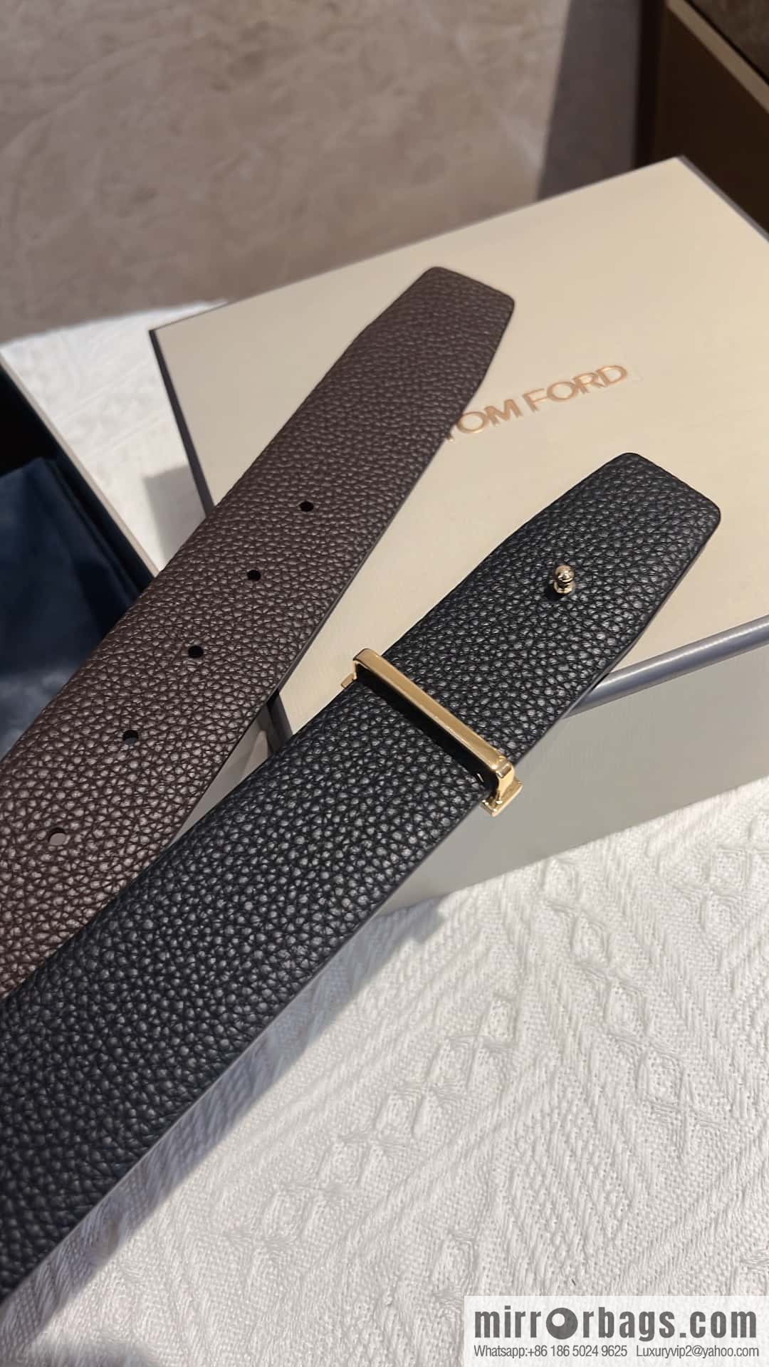 TOMFORD Tom Ford, Men's T-Buckle Double-Sided Belt 4.0cm