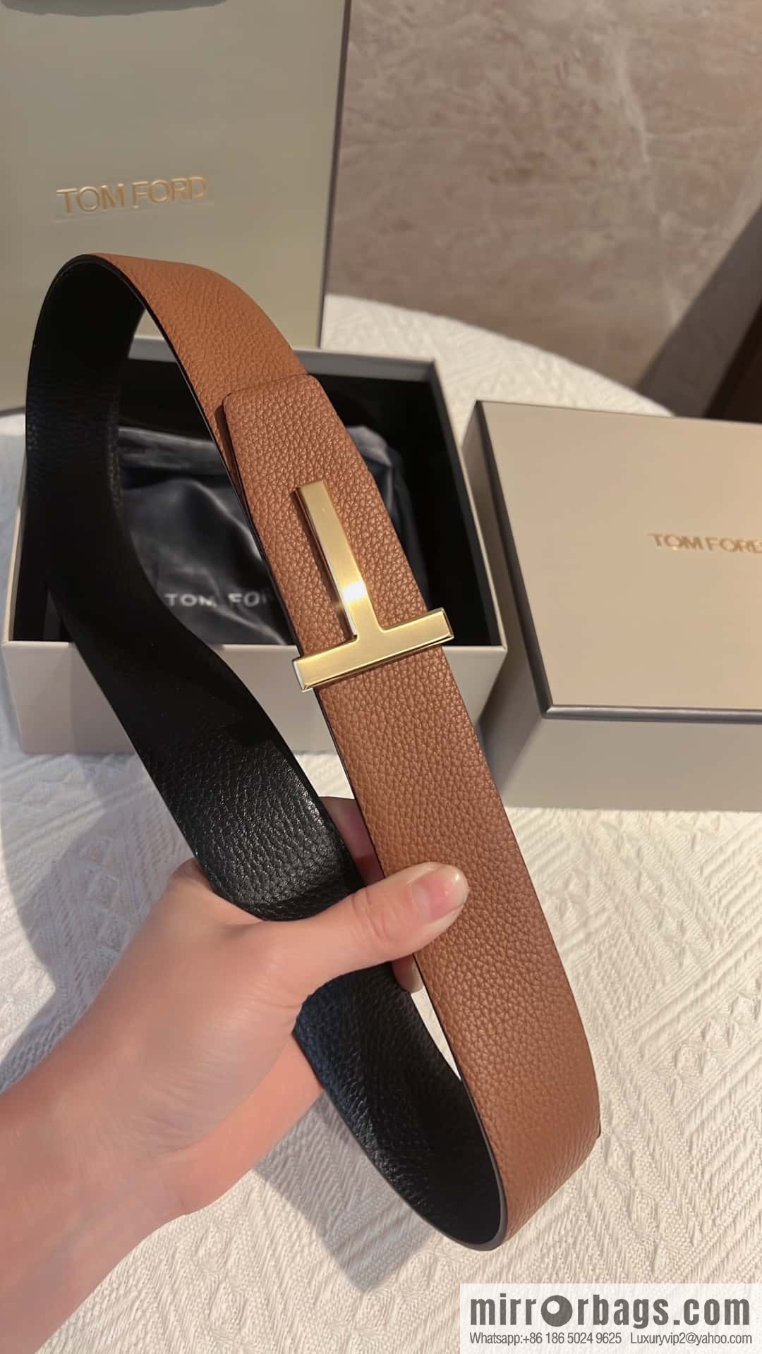 TOMFORD Tom Ford, Men's T-Buckle Double-Sided Belt 4.0cm