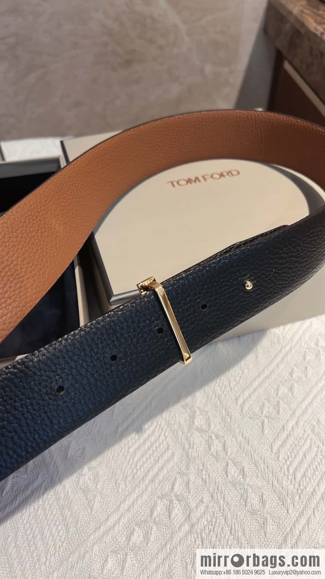 TOMFORD Tom Ford, Men's T-Buckle Double-Sided Belt 4.0cm