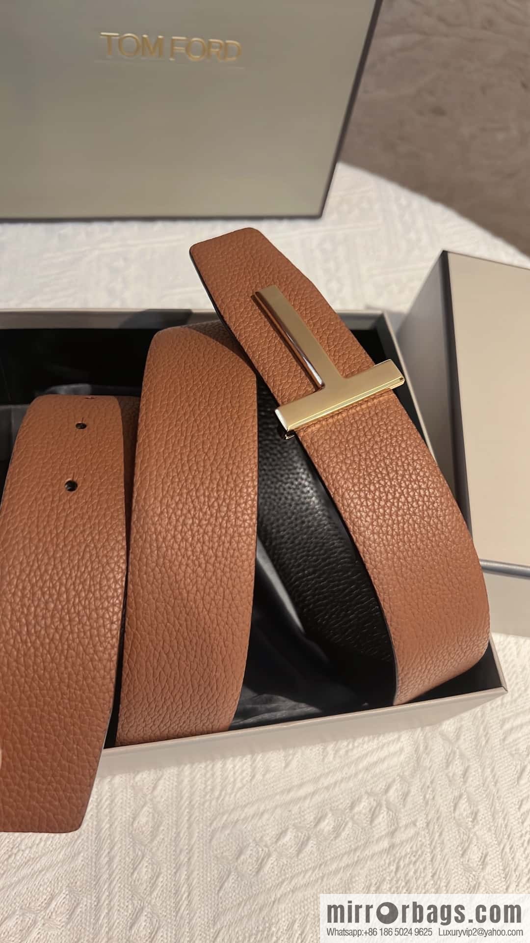 TOMFORD Tom Ford, Men's T-Buckle Double-Sided Belt 4.0cm