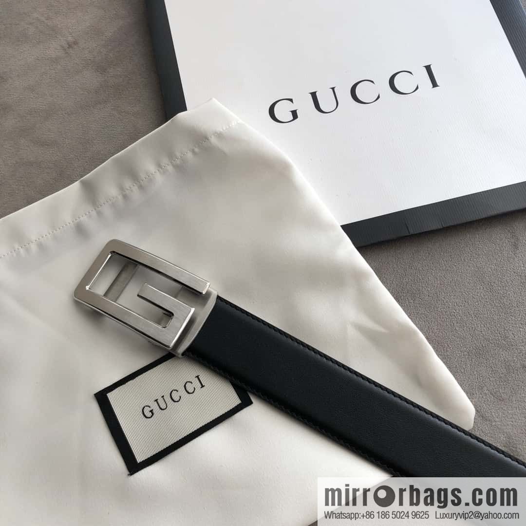 GUCCI G letter automatic buckle, imported double-sided first-layer cowhide belt 3.5cm