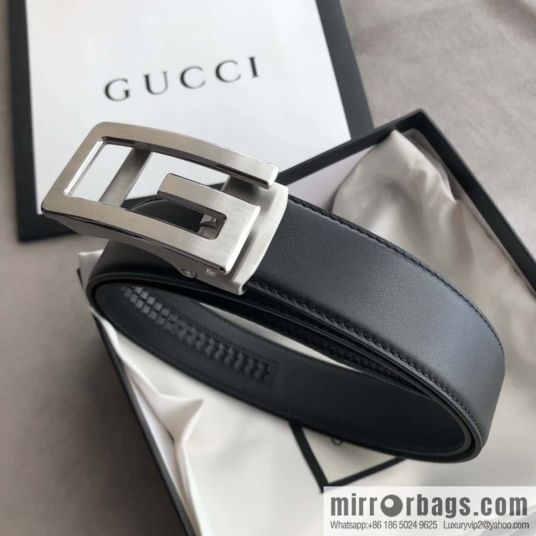 GUCCI G letter automatic buckle, imported double-sided first-layer cowhide belt 3.5cm