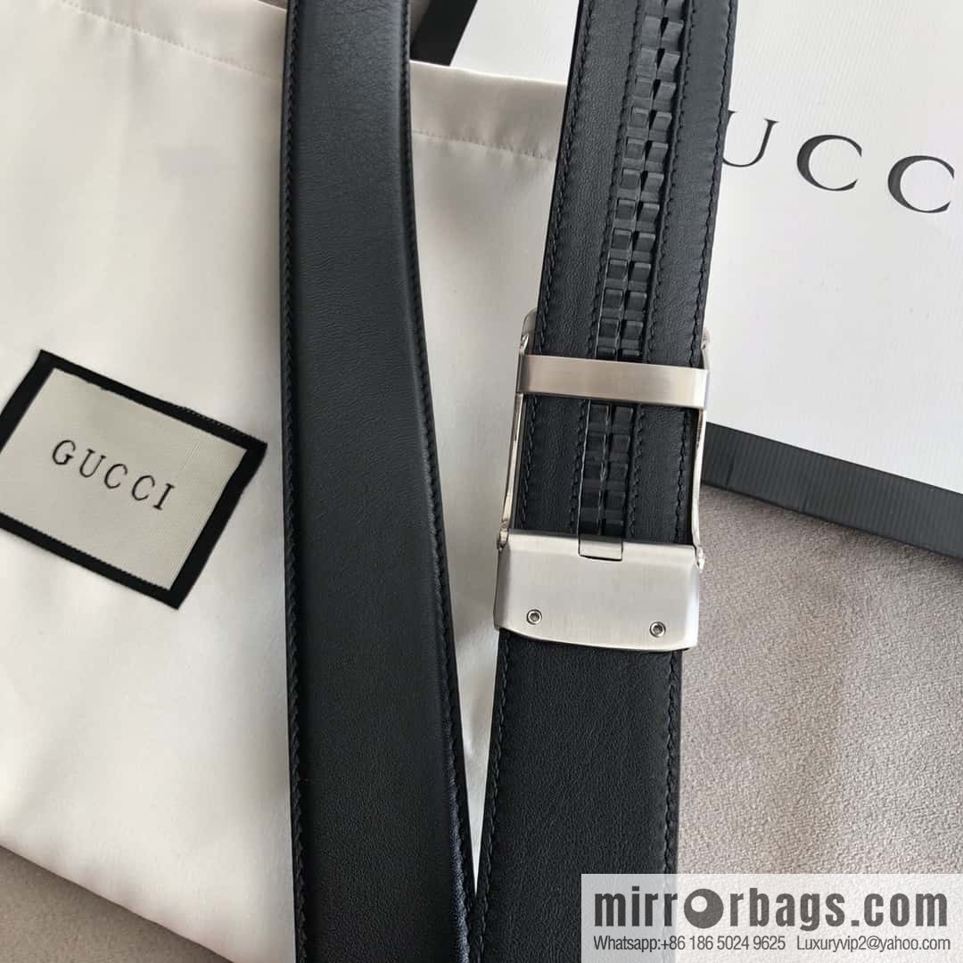 GUCCI G letter automatic buckle, imported double-sided first-layer cowhide belt 3.5cm