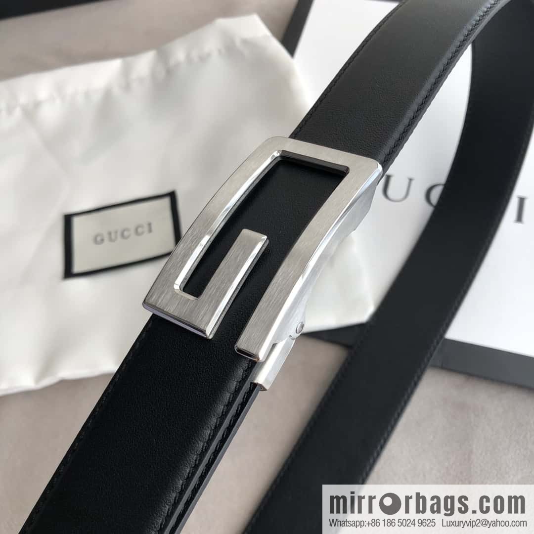 GUCCI G letter automatic buckle, imported double-sided first-layer cowhide belt 3.5cm