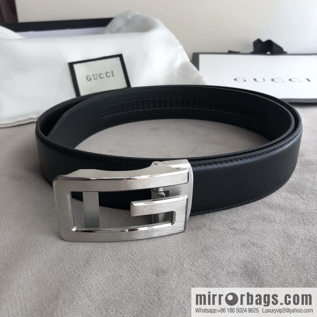 GUCCI G letter automatic buckle, imported double-sided first-layer cowhide belt 3.5cm