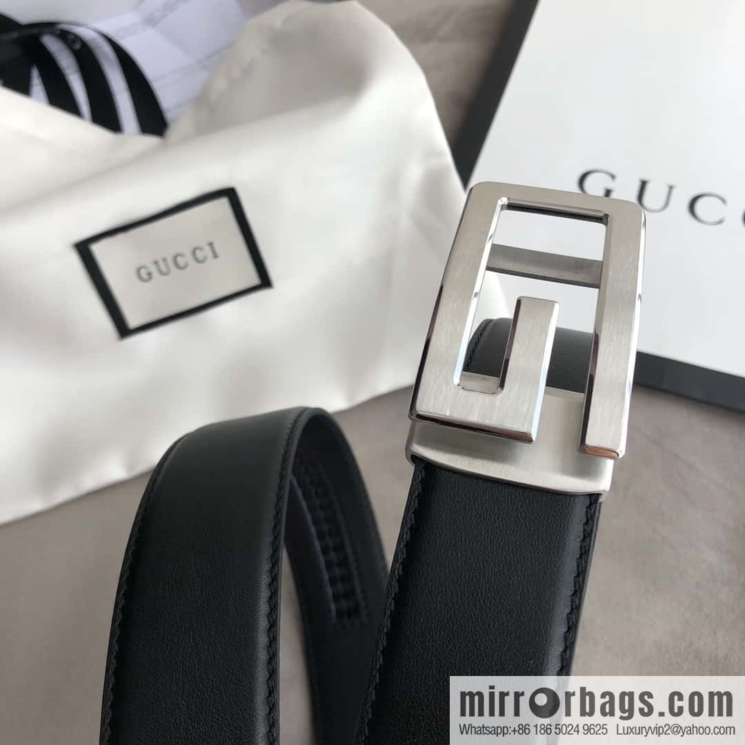 GUCCI G letter automatic buckle, imported double-sided first-layer cowhide belt 3.5cm