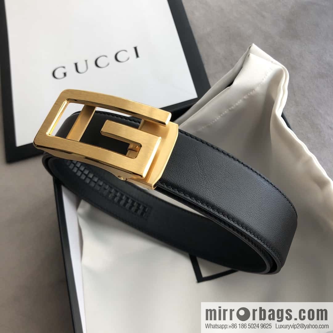 GUCCI G letter automatic buckle, imported double-sided first-layer cowhide belt 3.5cm