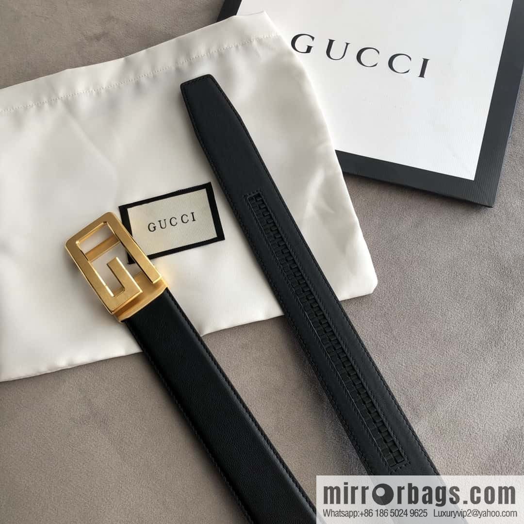 GUCCI G letter automatic buckle, imported double-sided first-layer cowhide belt 3.5cm
