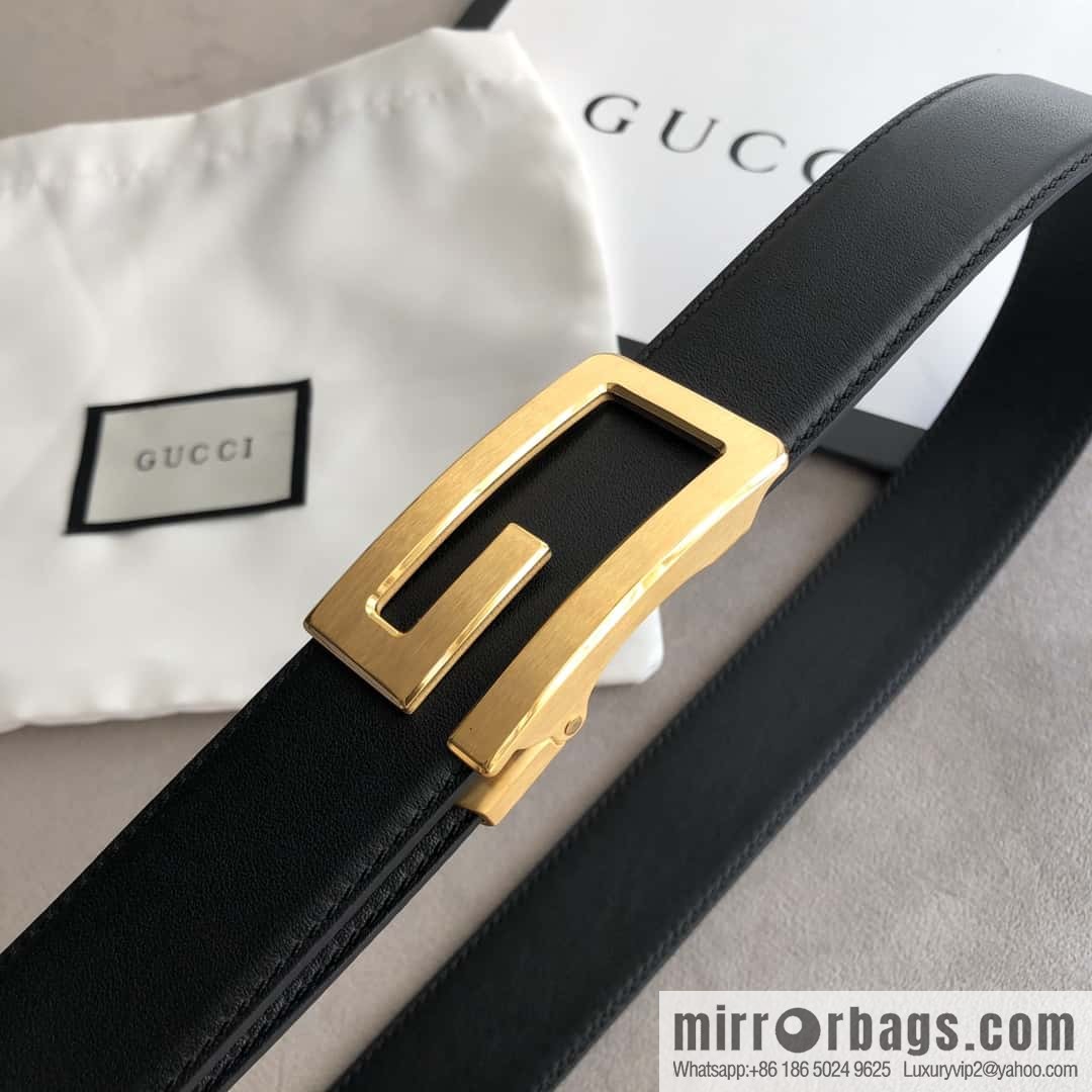 GUCCI G letter automatic buckle, imported double-sided first-layer cowhide belt 3.5cm