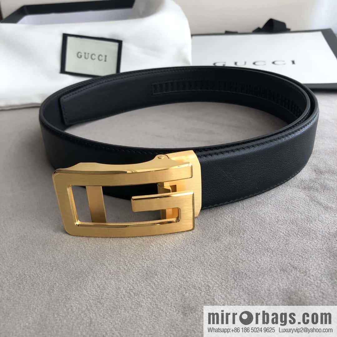 GUCCI G letter automatic buckle, imported double-sided first-layer cowhide belt 3.5cm