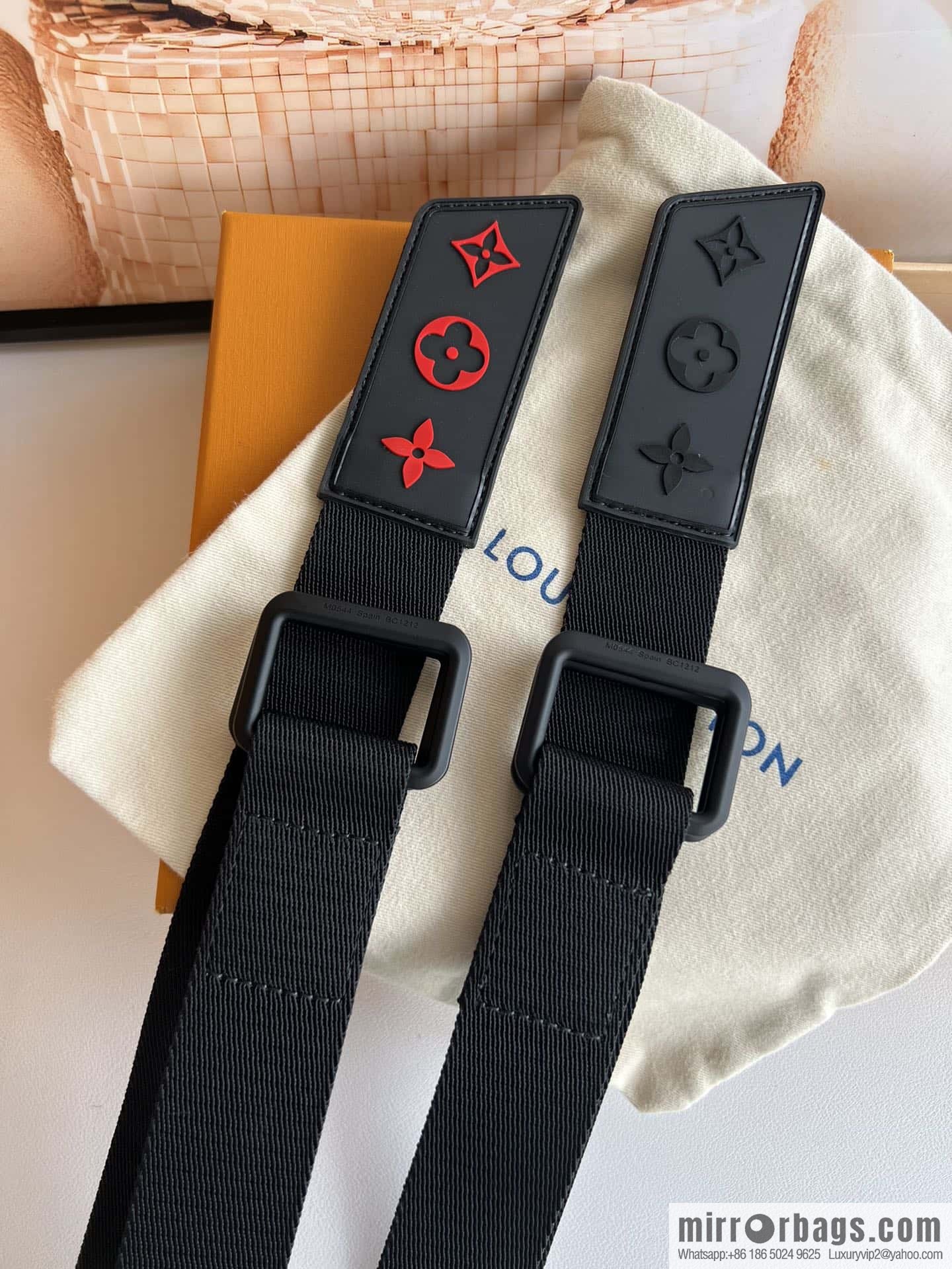 LV Monogran canvas depicting modern textured Spain belt M0544