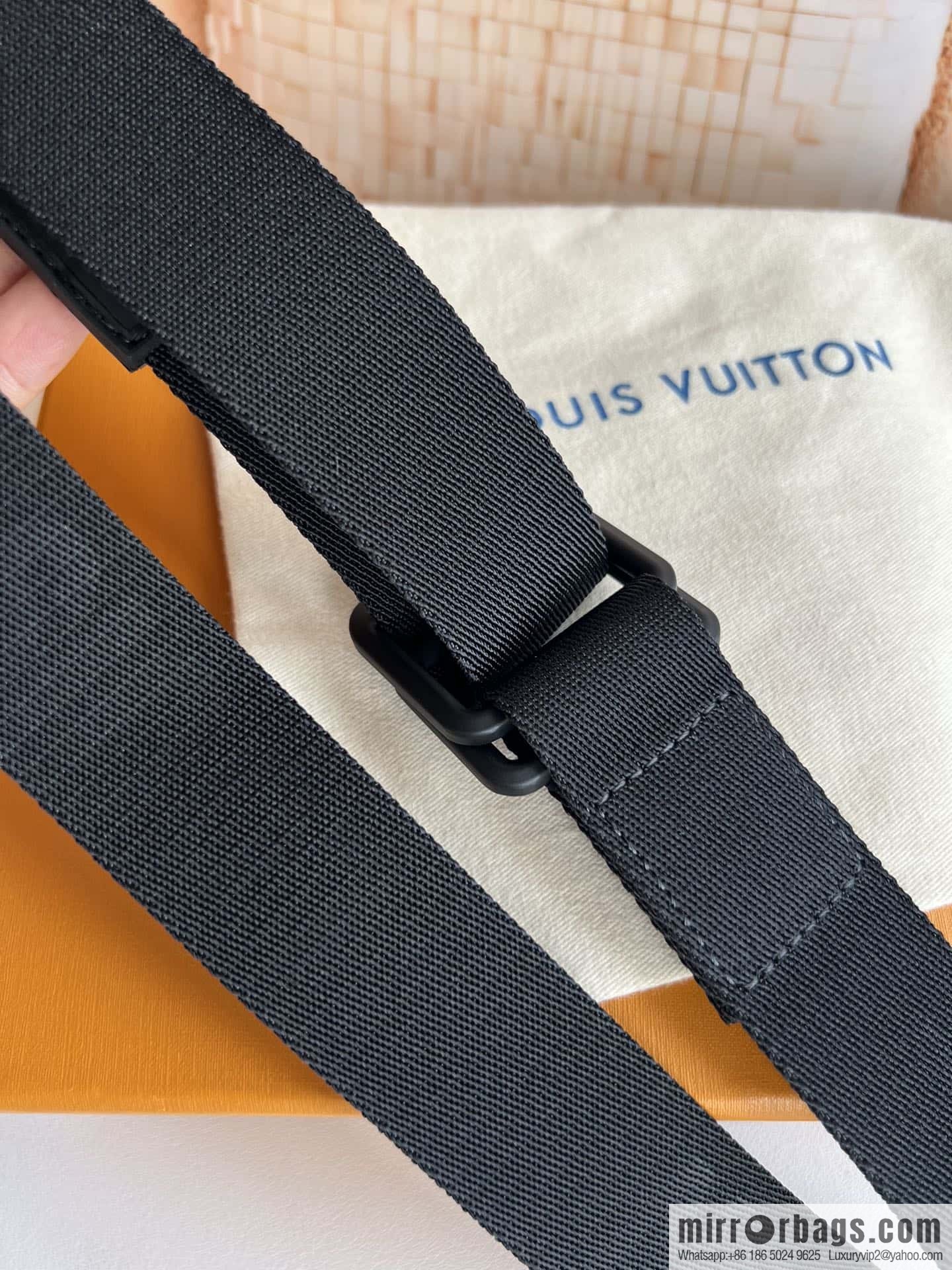 LV Monogran canvas depicting modern textured Spain belt M0544