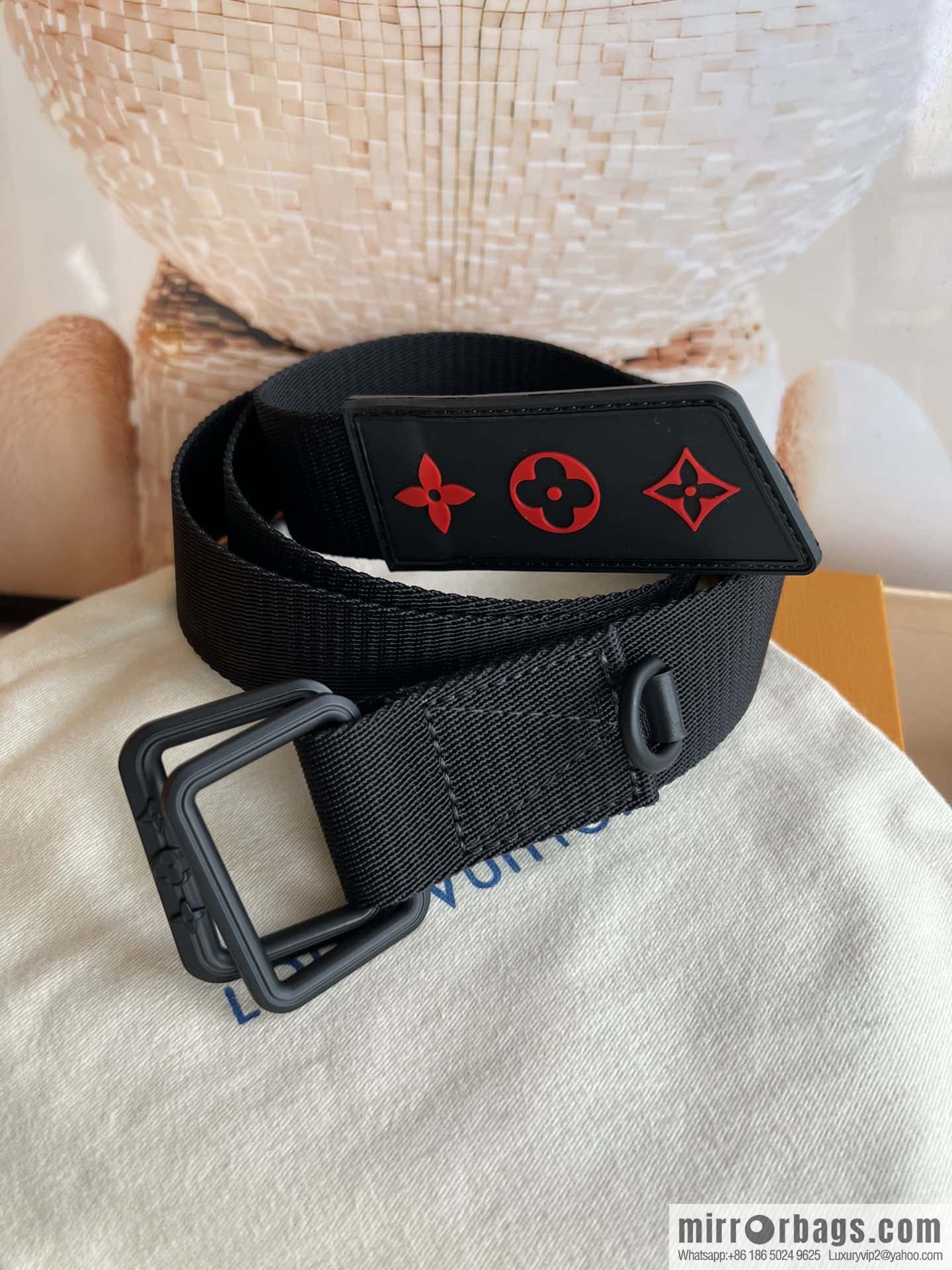 LV Monogran canvas depicting modern textured Spain belt M0544