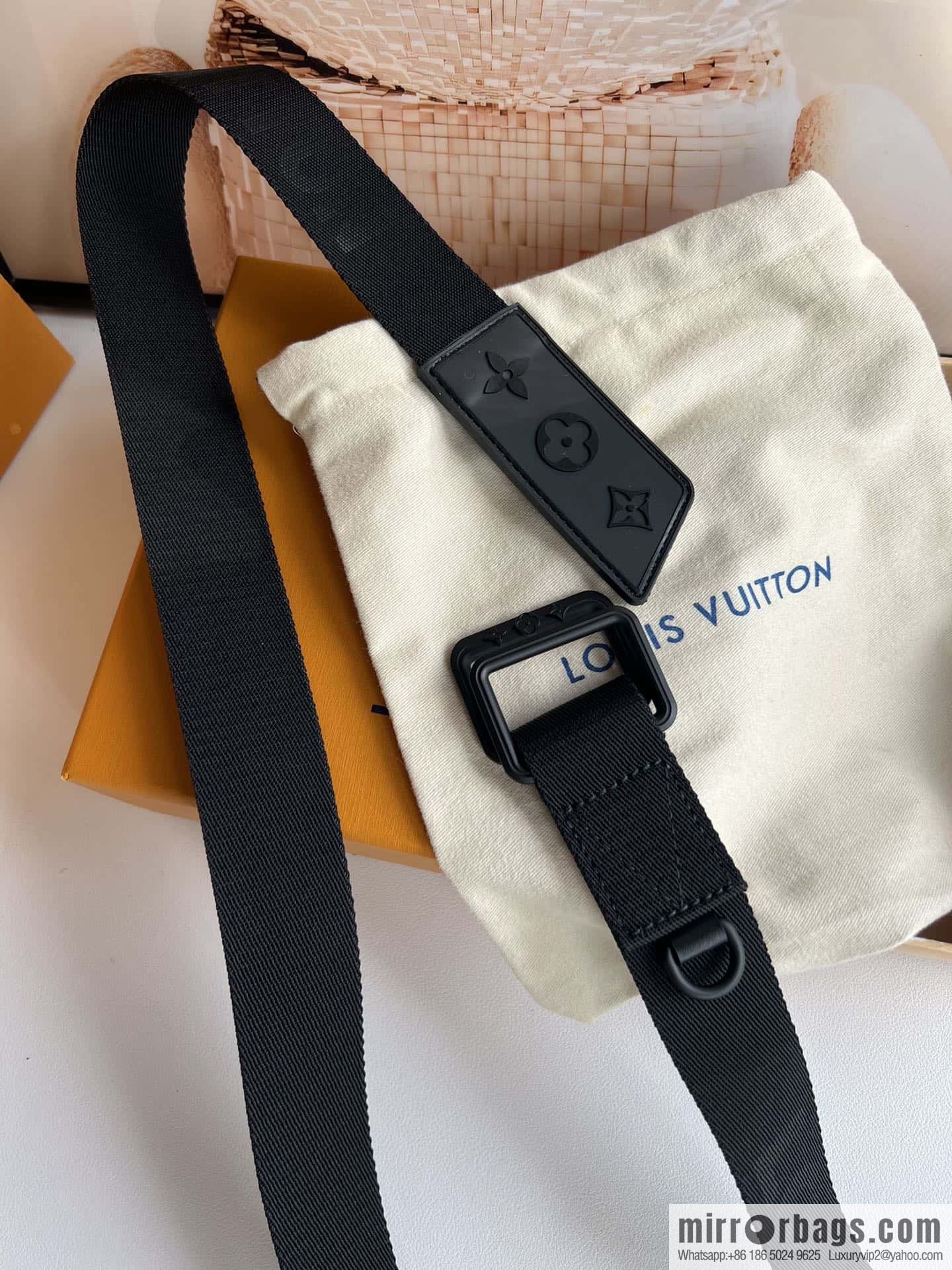 LV Monogran canvas depicting modern textured Spain belt M0544