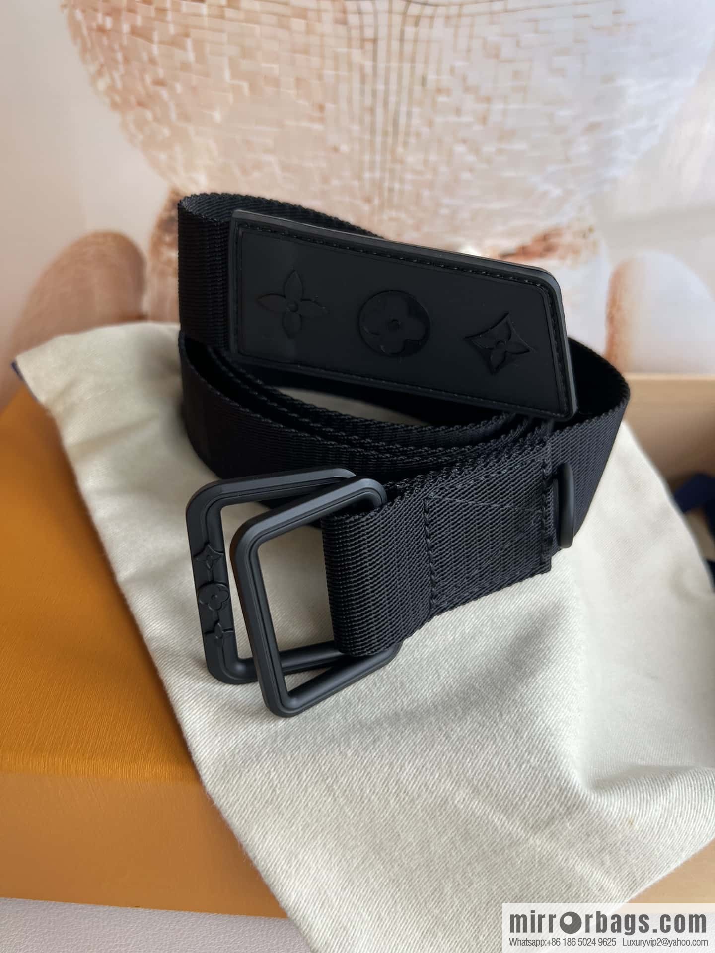 LV Monogran canvas depicting modern textured Spain belt M0544