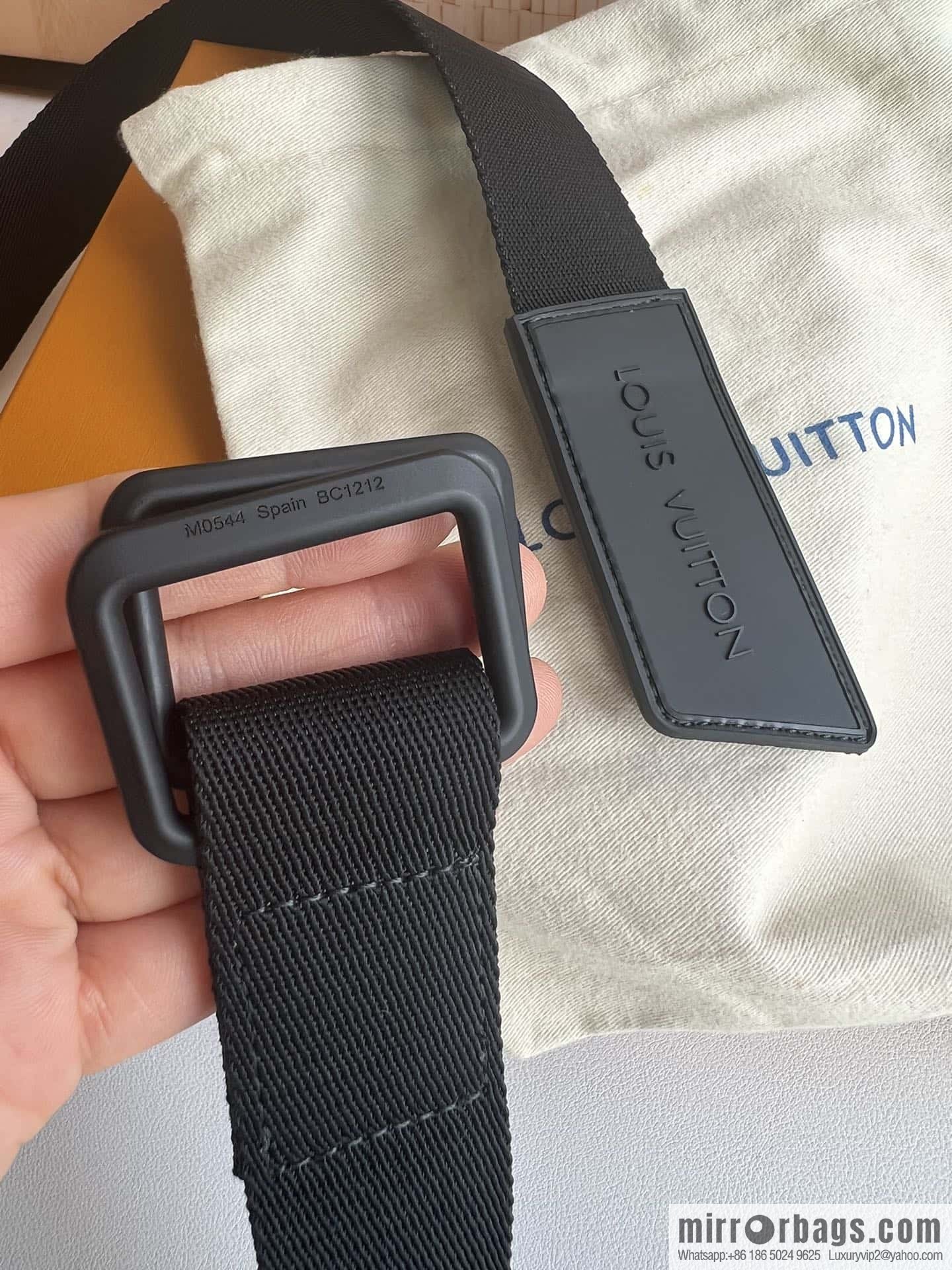 LV Monogran canvas depicting modern textured Spain belt M0544