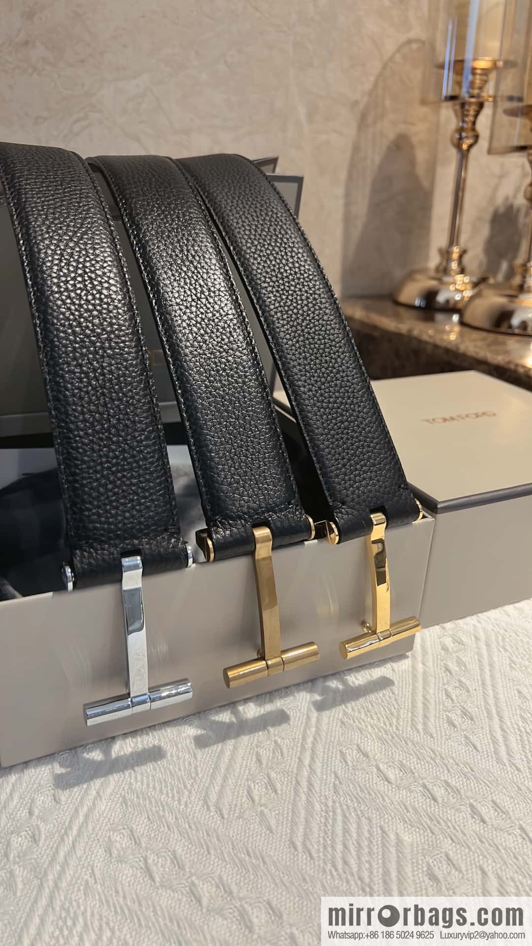 TOMFORD Tom Ford, Men's T-Buckle Double-Sided Belt 4.0cm