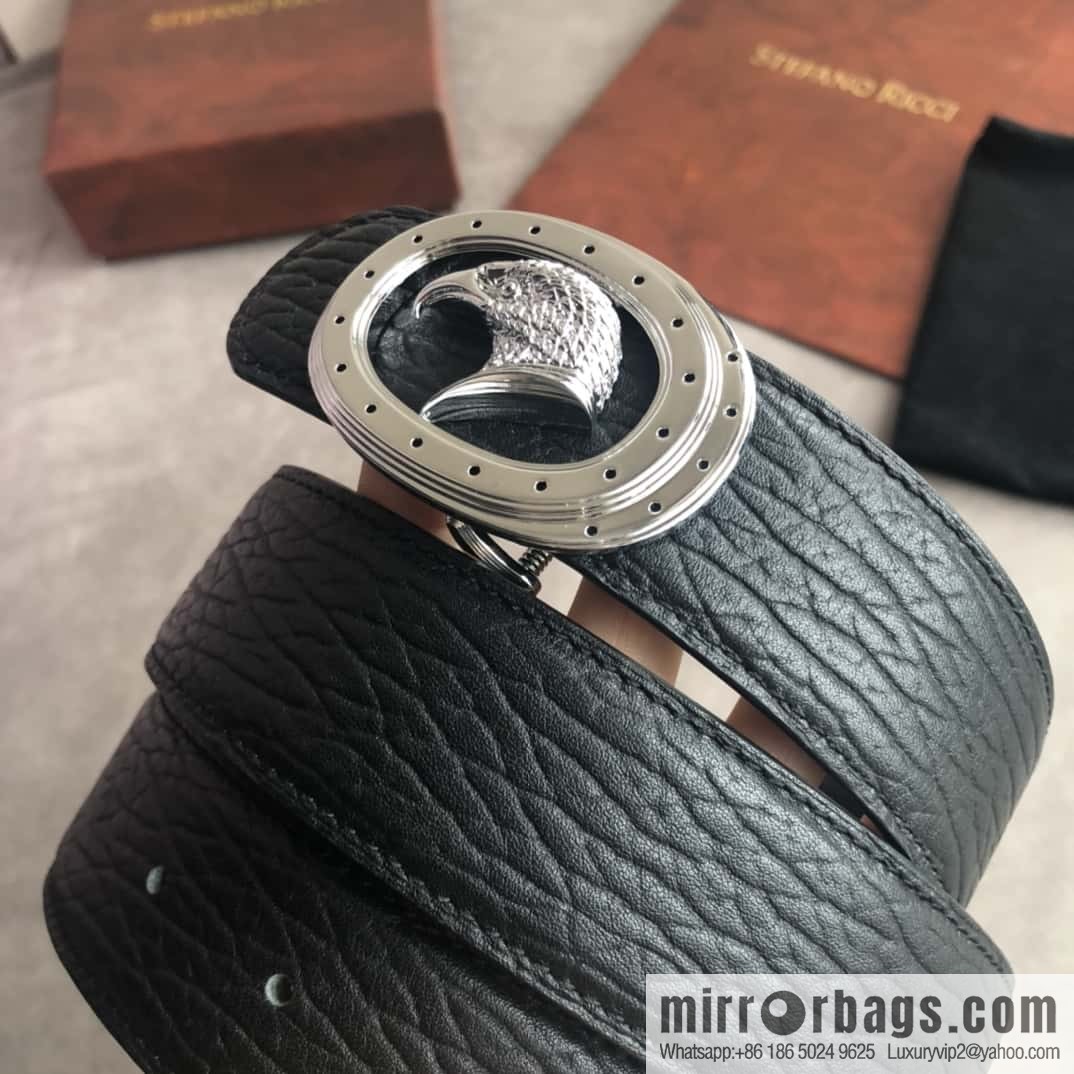Stefano Ricci Stephen, Eagle Metal Buckle, Top Cowhide Elephant Textured Belt 3.8cm