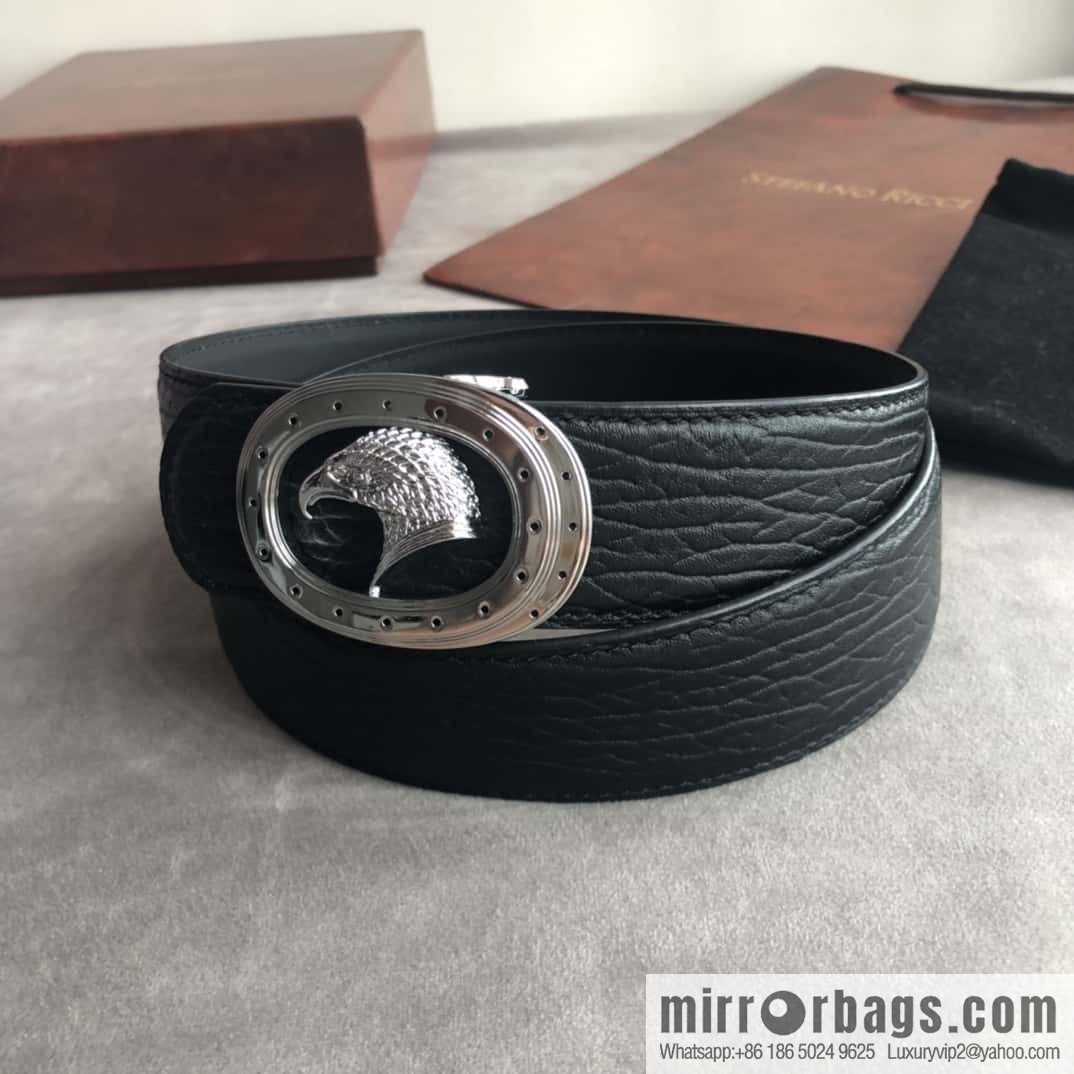 Stefano Ricci Stephen, Eagle Metal Buckle, Top Cowhide Elephant Textured Belt 3.8cm