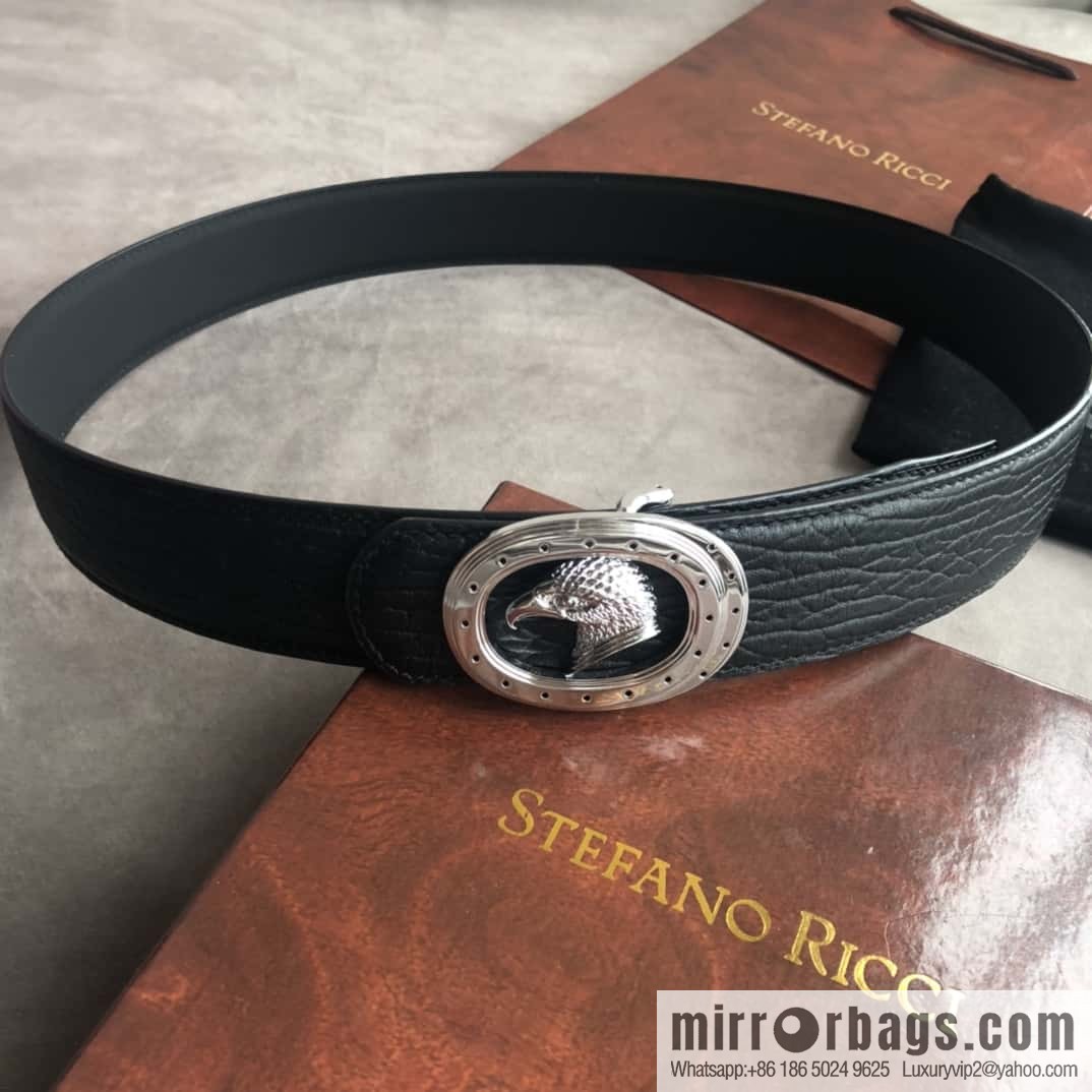 Stefano Ricci Stephen, Eagle Metal Buckle, Top Cowhide Elephant Textured Belt 3.8cm