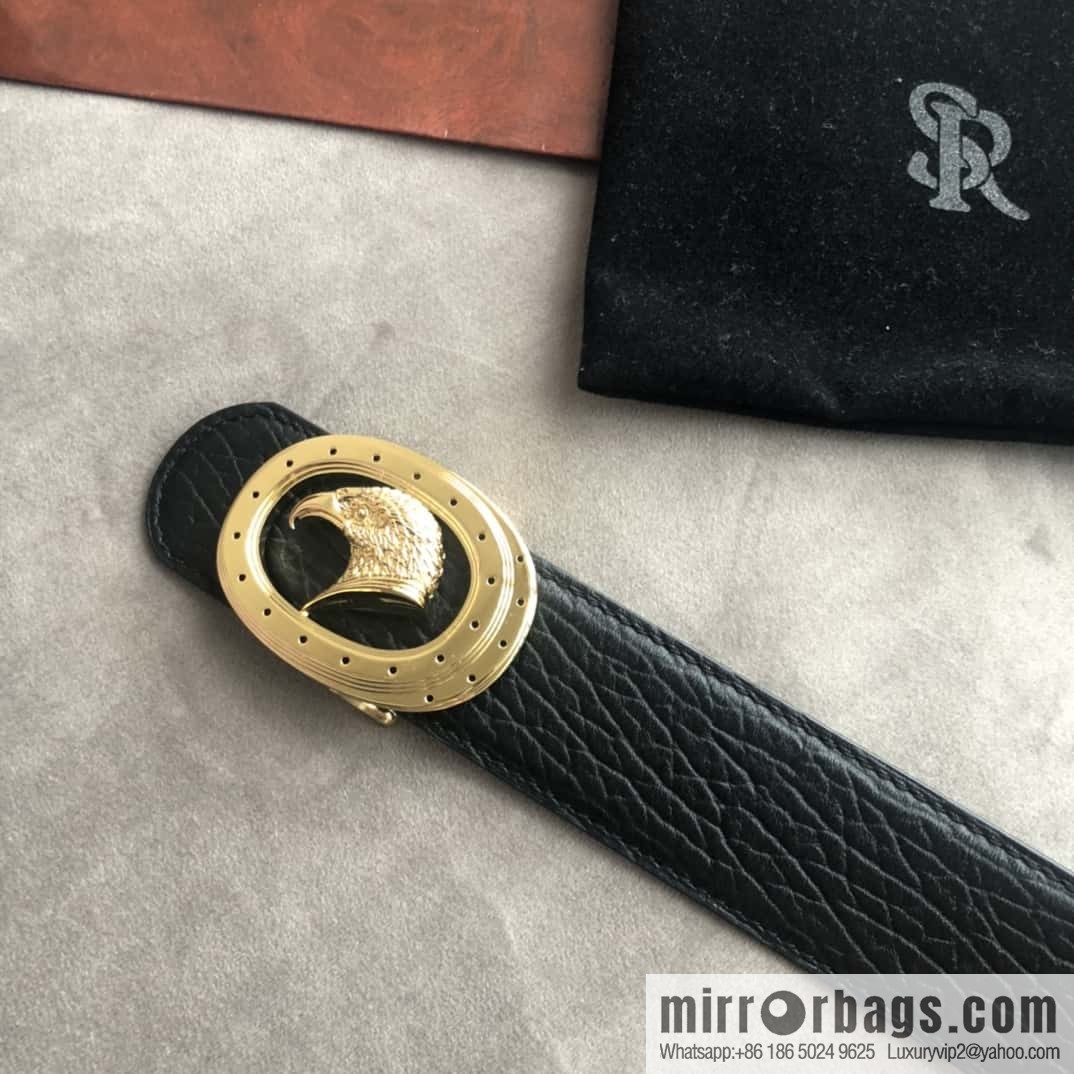 Stefano Ricci Stephen, Eagle Metal Buckle, Top Cowhide Elephant Textured Belt 3.8cm