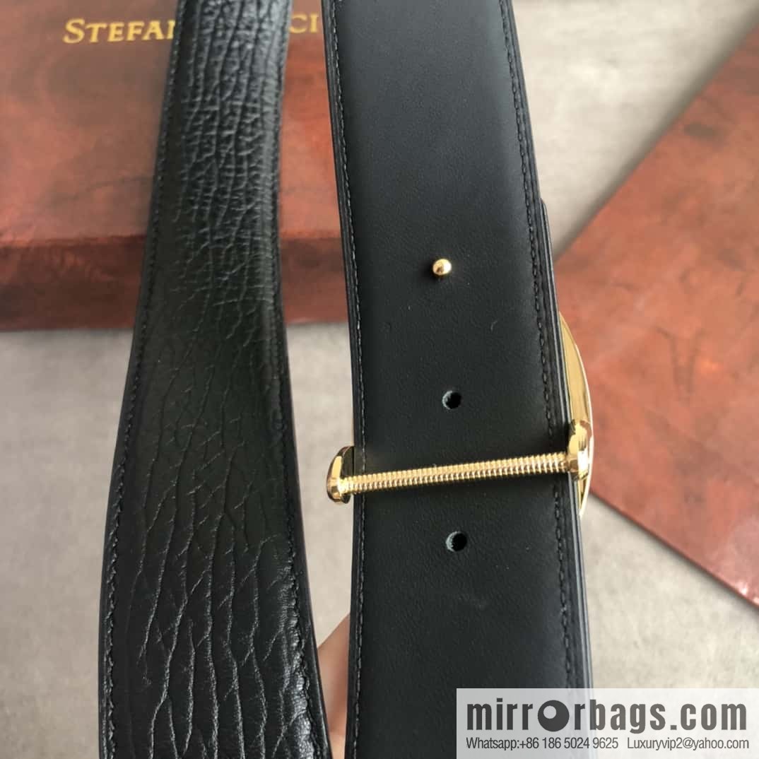 Stefano Ricci Stephen, Eagle Metal Buckle, Top Cowhide Elephant Textured Belt 3.8cm