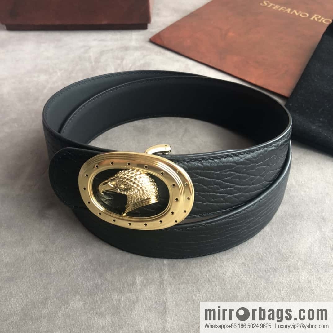 Stefano Ricci Stephen, Eagle Metal Buckle, Top Cowhide Elephant Textured Belt 3.8cm